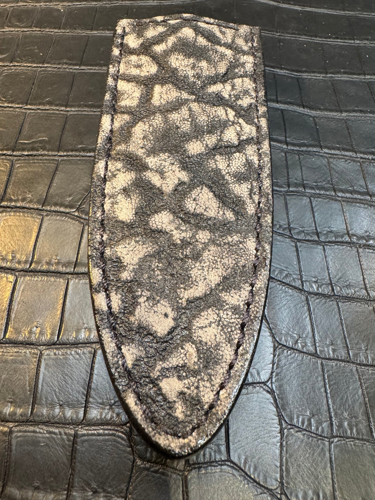 Randall Model Tri Athlete Sheath with Scales Added in Exotic African Elephant by Treeman. (Sheath only)