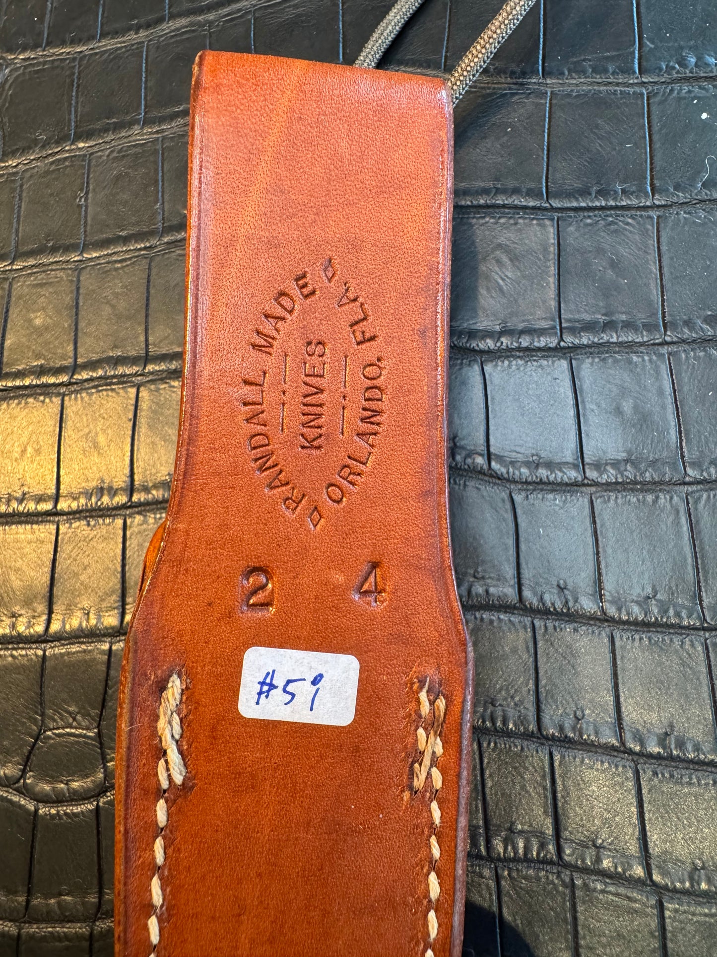 Randall Model 2-4 Sheath in Tan Leather made by Johnson Sheaths in the 90’s for Randall Knives.