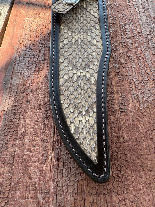 Randall Model 12-8 “Big Bear” Sheath in Exotic Rattlesnake by Treeman.