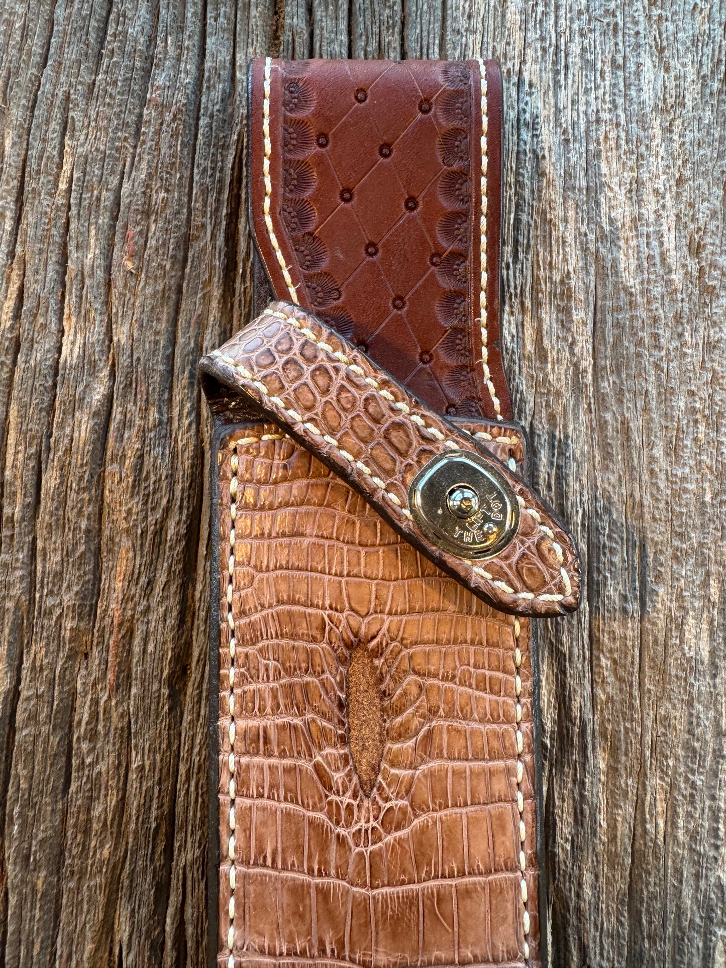 New Randall Model 12-11 Confederate Sheath in Exotic light Brown Anus Croc ( very rare) Custom Made at Sullivan’s by Gutcher.