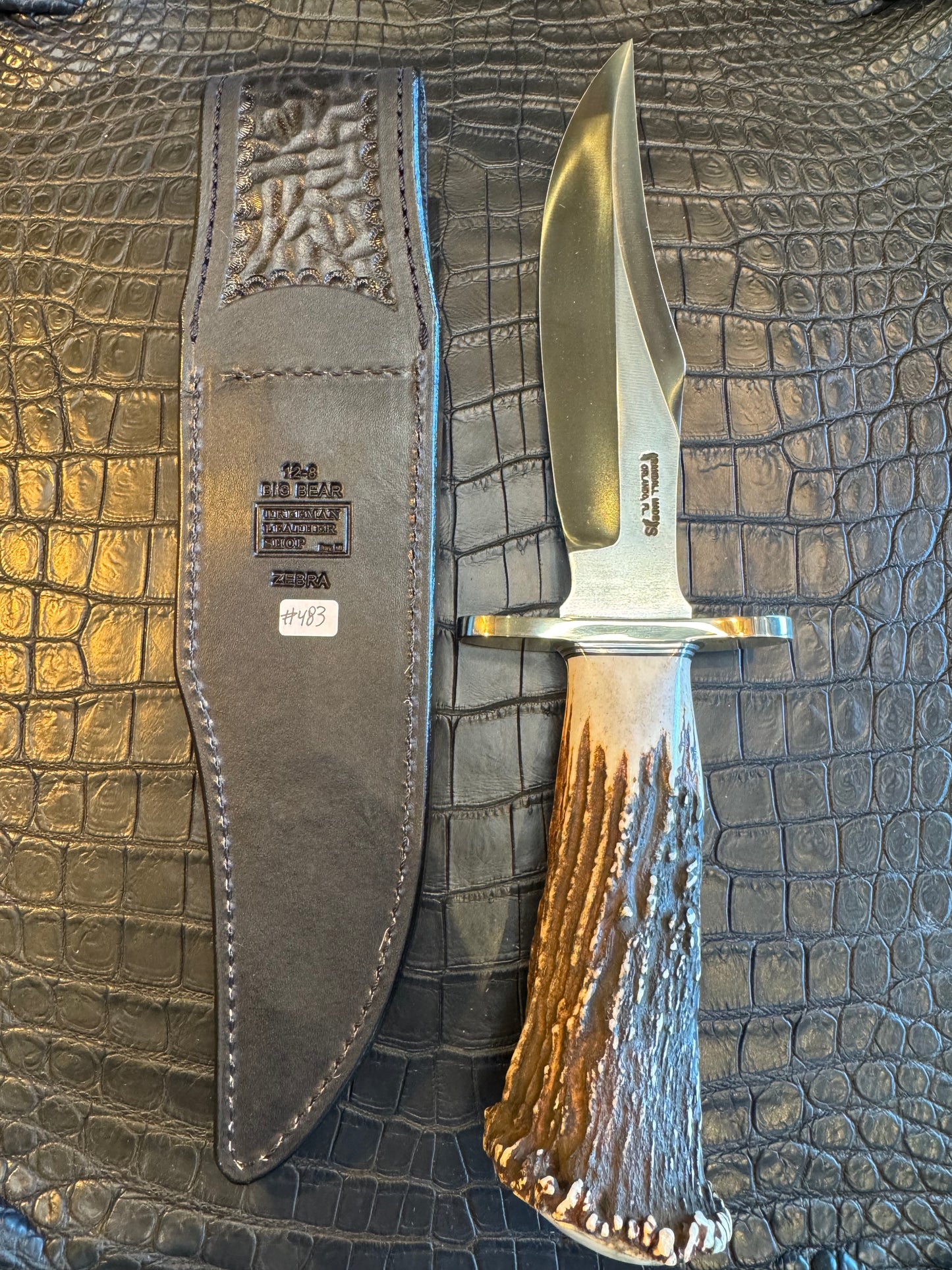 Randall Model 12-8 “Big Bear” Sheath in Exotic Zebra by Treeman. (Sheath only)