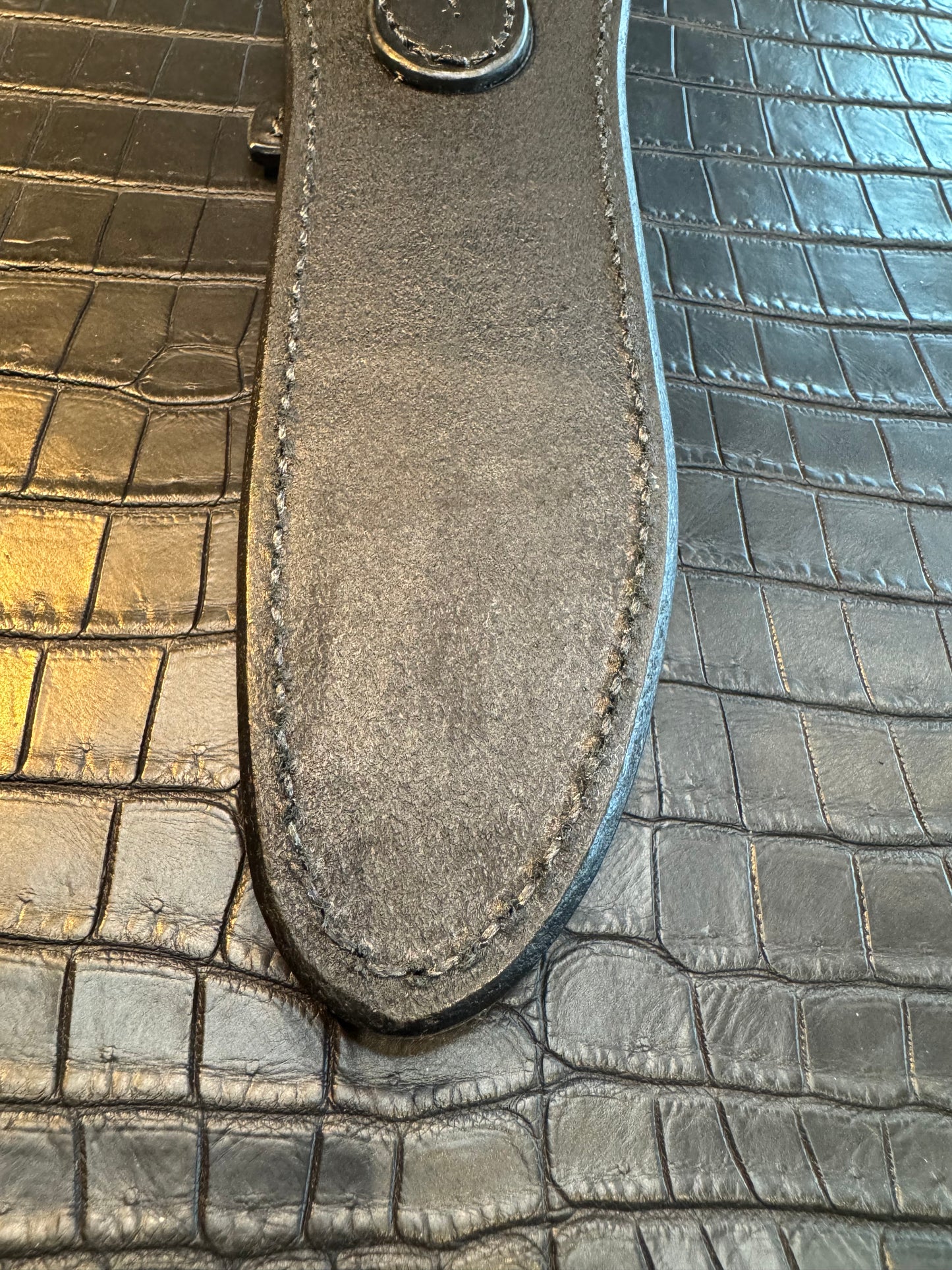 New Randall Model 1-7 or 2-7 Sheath in Exotic Black Elephant Custom Made at Sullivan’s by Gutcher.