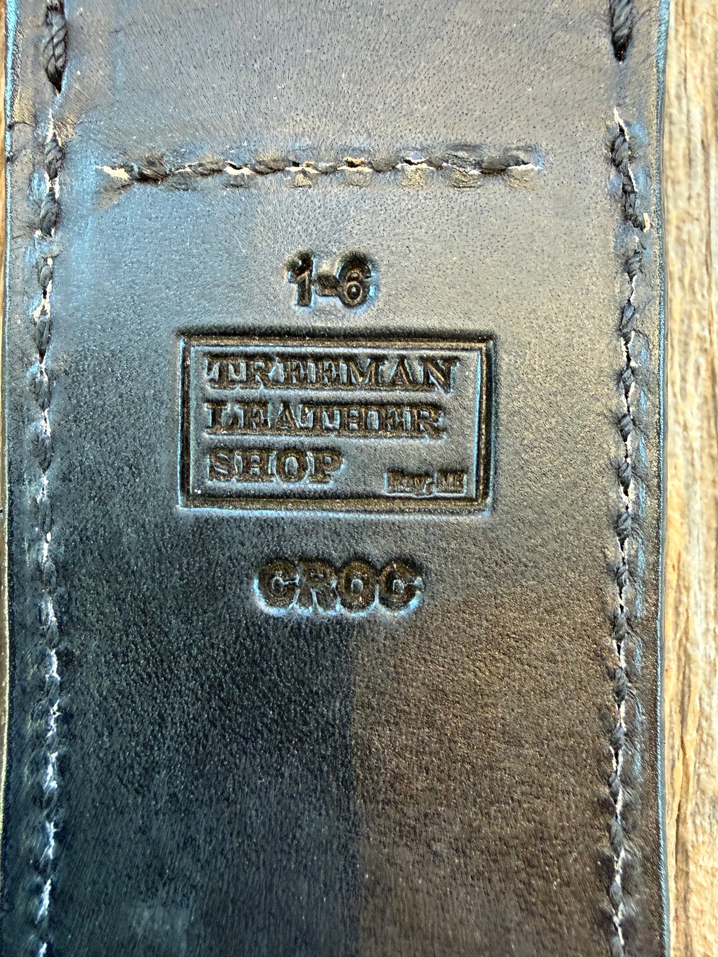 New Randall Model 1-6 Sheath in Exotic Black Crocodile from Treeman. My first 1-6 sheaths made.