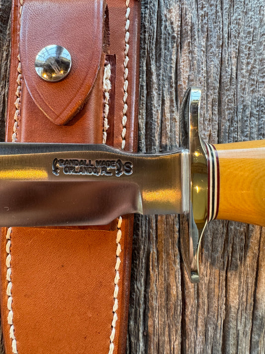 Randall Model 1-8 in Yellow Westinghouse Micarta, Nickel Silver Hilt, Stainless Steel.