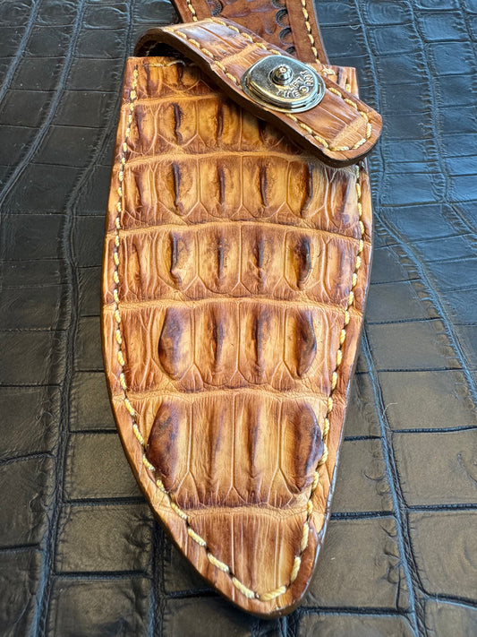 Randall Model 19-5 Exotic Rum Tan Crocodile Center Back Sheath from Treeman.