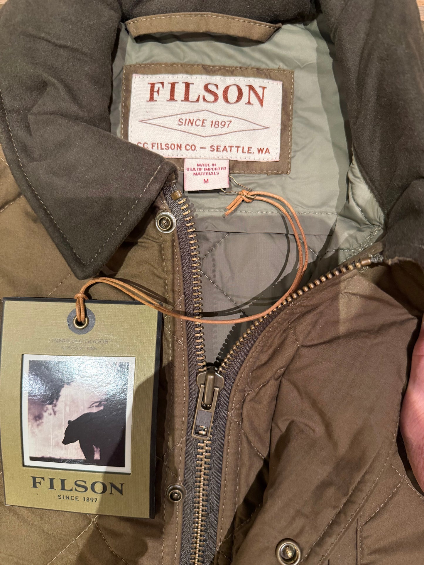 Filson Quilted Mile Marker Jacket NWT Vintage 11010773 Marsh Olive Medium Made in the USA