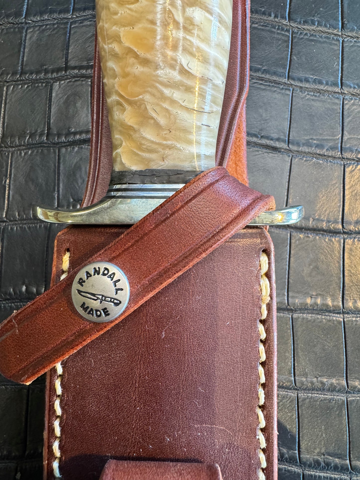 Randall Model 2-8 in Musk Ox. Giant gorgeous piece of Musk Ox with a natural end. Nickel Silver Hilt