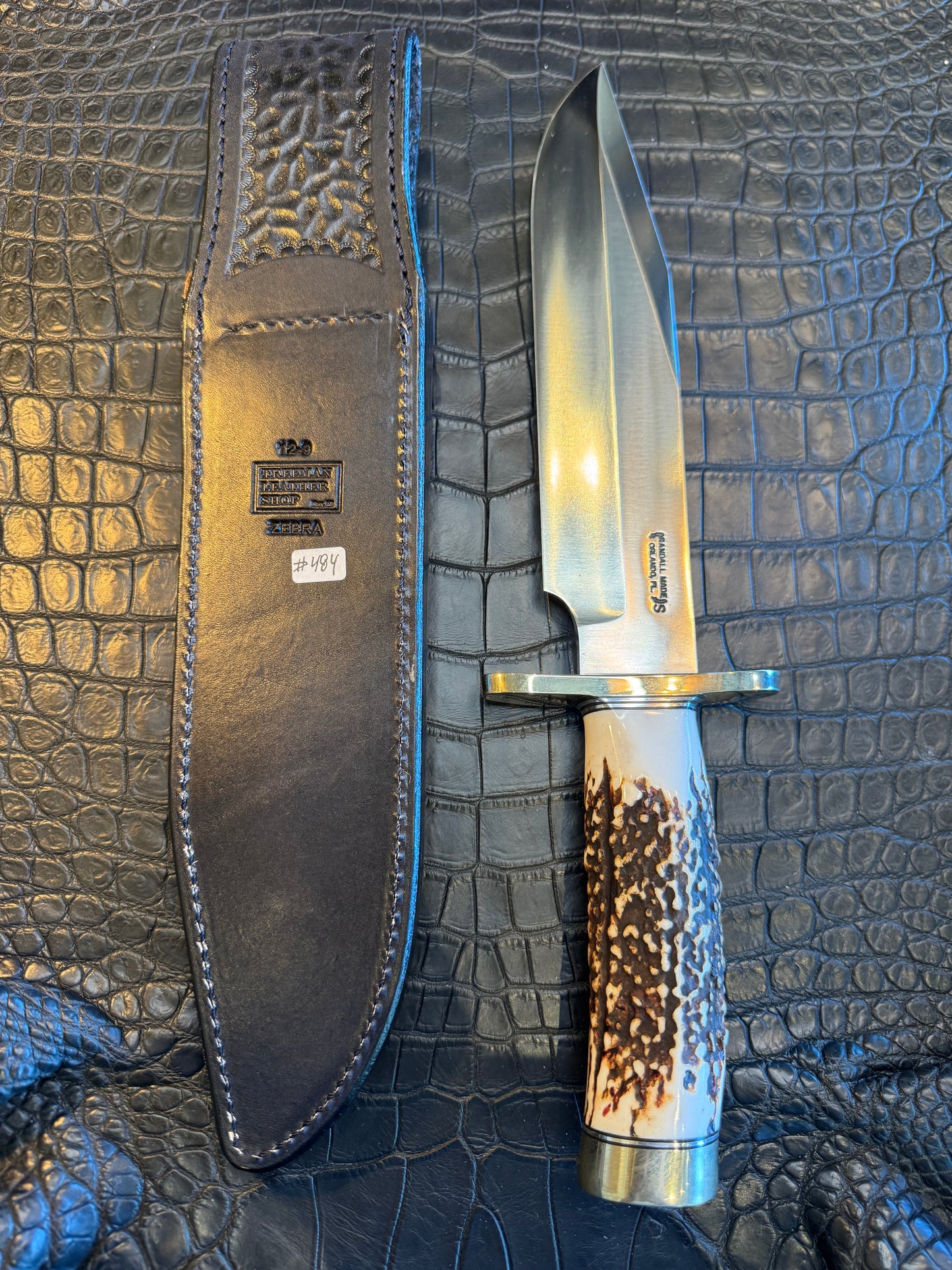 Randall Model 12-9/14 Grind Sheath in Exotic Zebra by Treeman. (Sheath only)