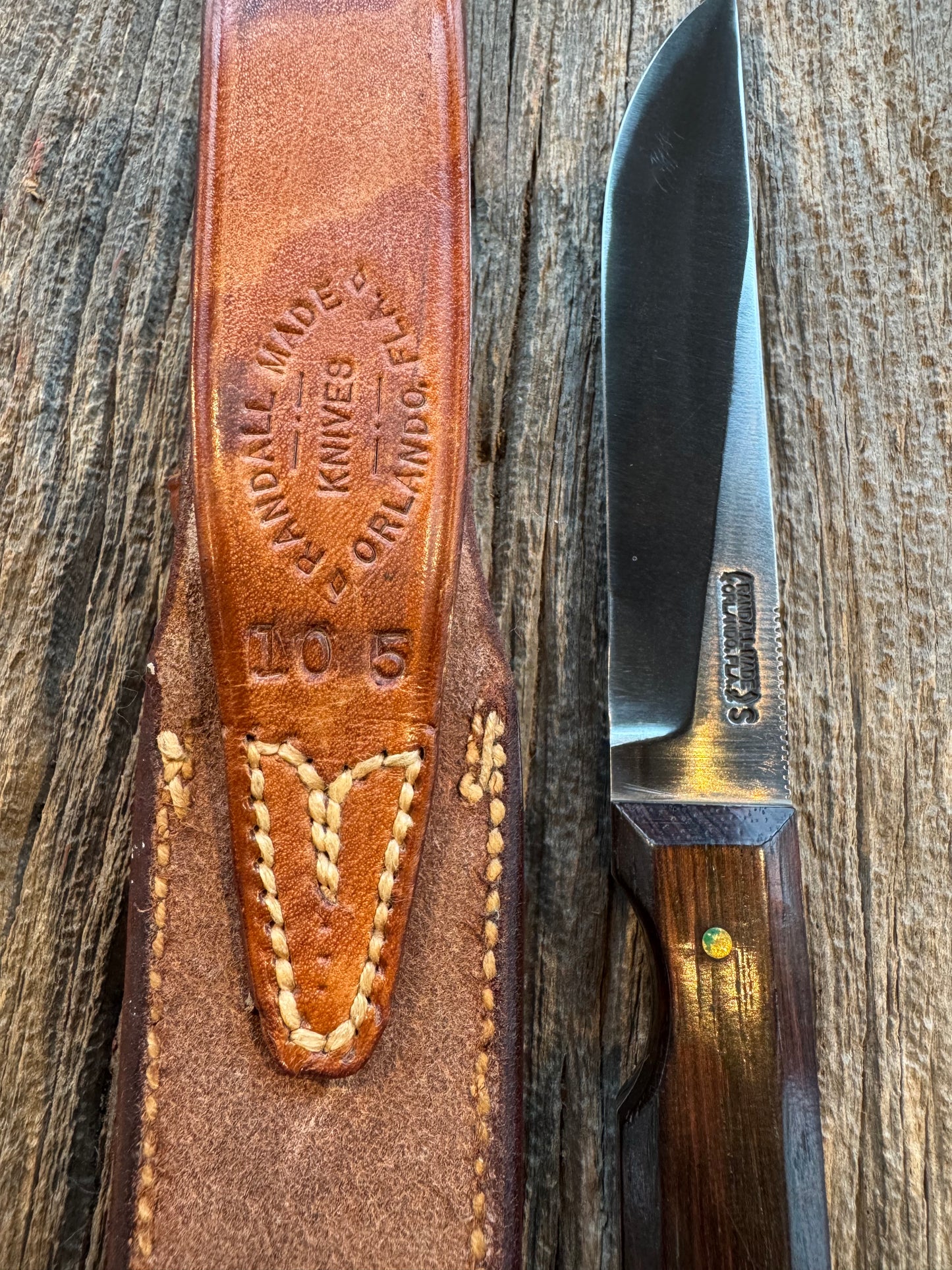 Vintage Randall 10-5 Fisherman in Rosewood Johnson sheath w/ Butterfly stitching