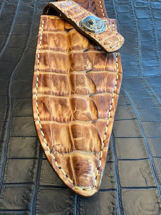 Randall Model 19-5 Exotic Rum Tan Crocodile Tail Sheath from Treeman.