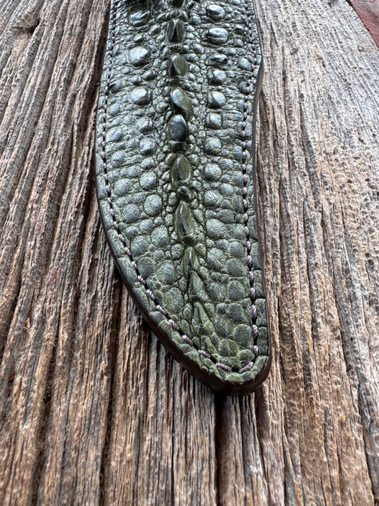 Randall Model 12-8 “Big Bear” Sheath in Exotic Green Snapping Turtle by Treeman. Spiked Dragon tail portion of the turtle.