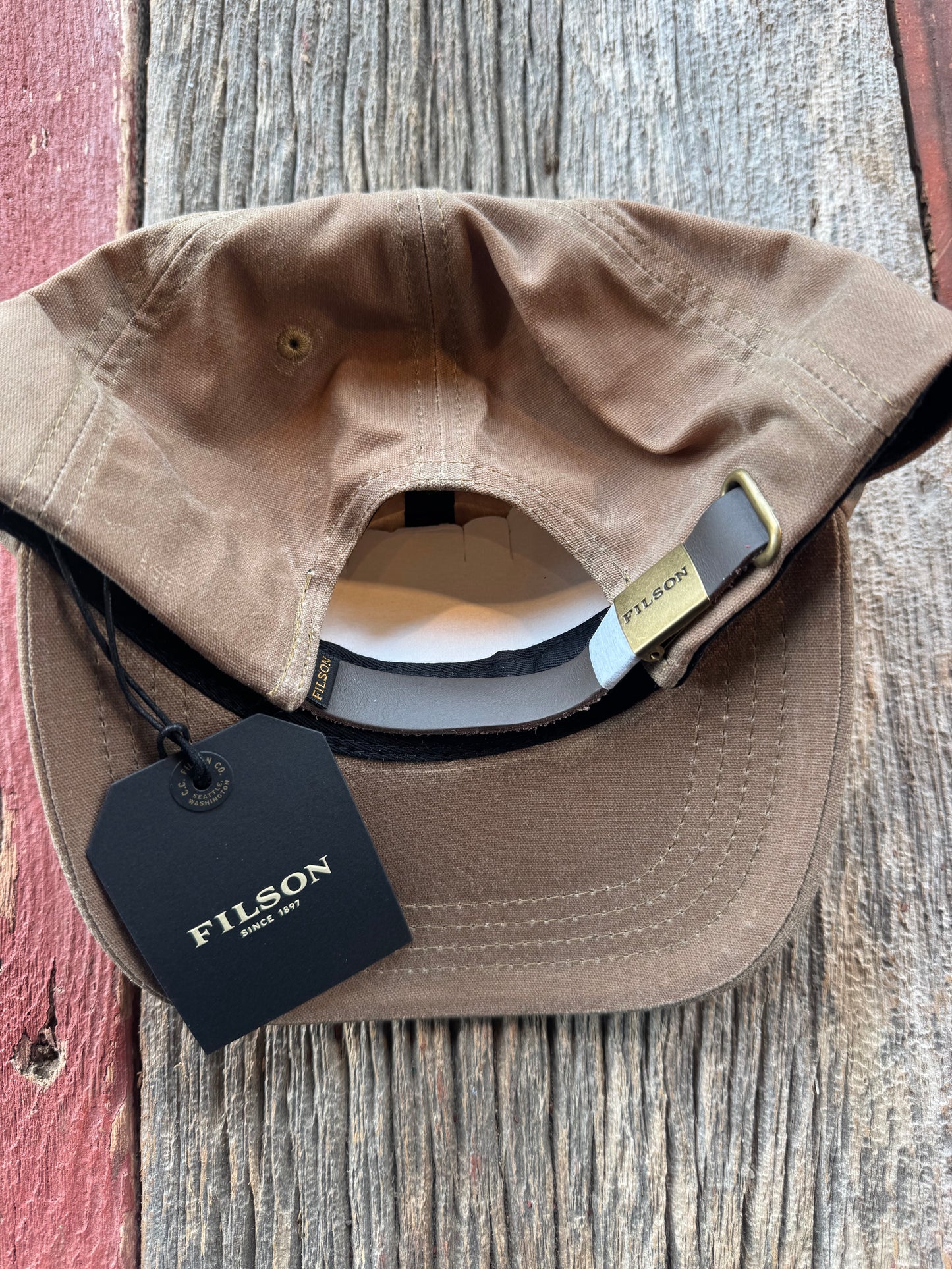 Filson Pecan Boat Low Profile logger cap hat Brown Leather Strap New with Tags, discontinued!!