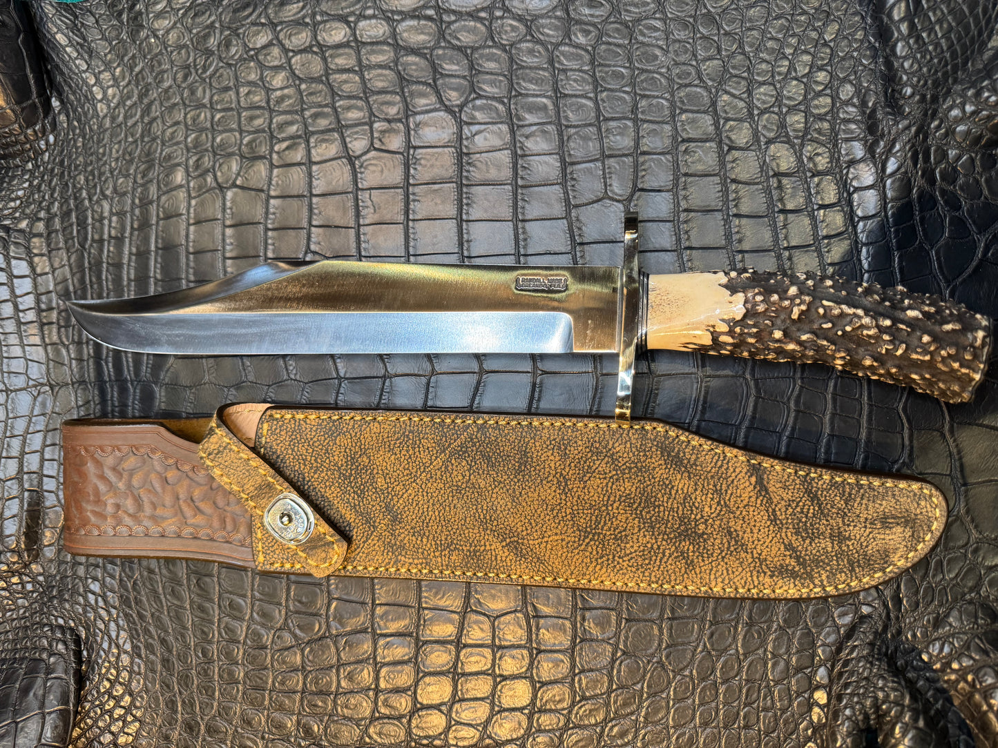 Randall Model Confederate Sheath in Exotic Giraffe hide from Treeman. Sheath only.
