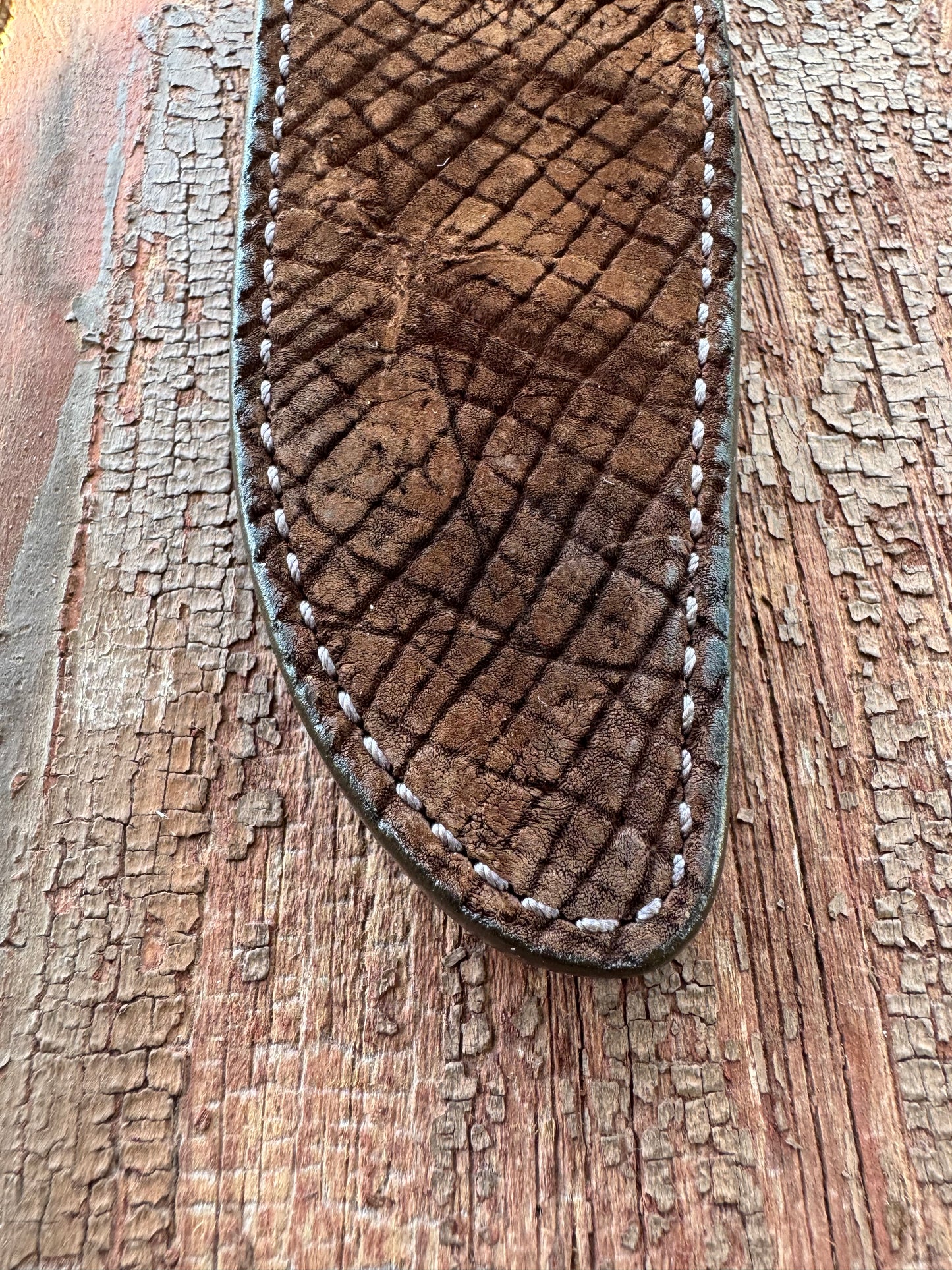 Randall Model 1-8 Sheath in Exotic Sueded Chocolate Brown Hippo by Treeman.