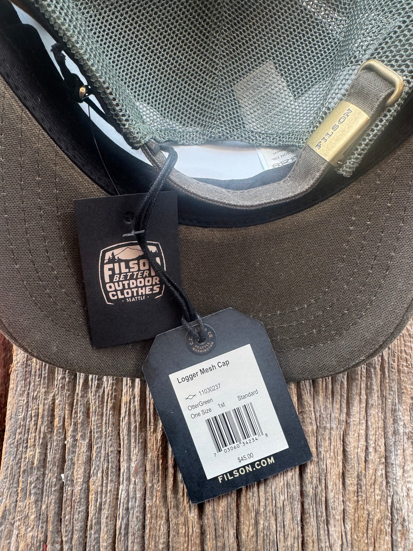 Filson Logger Mesh Cap Oil Finish Tin Otter Green Hat New with Tags # 11070237