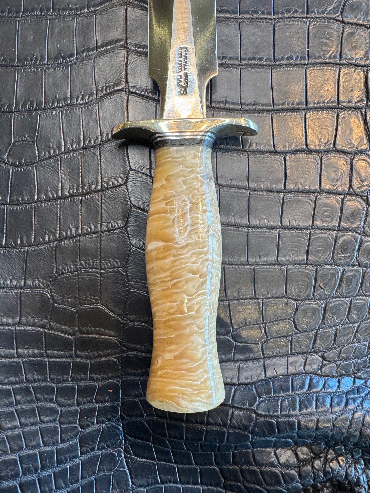 Randall Model 2-8 in Musk Ox. Giant gorgeous piece of Musk Ox with a natural end. Nickel Silver Hilt