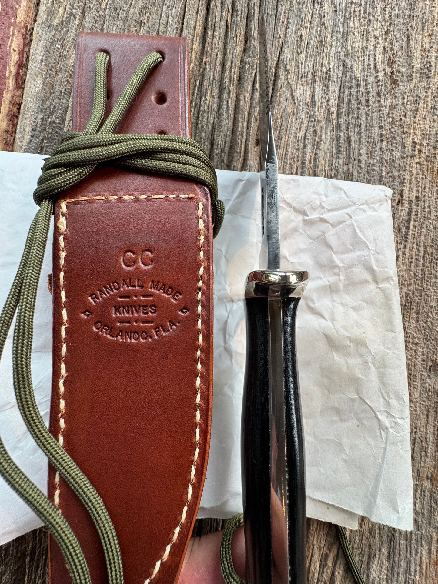 New in Paper Randall Knife Model Combat Companion Black Micarta Handle Stainless Steel, NSH and Sawteeth.