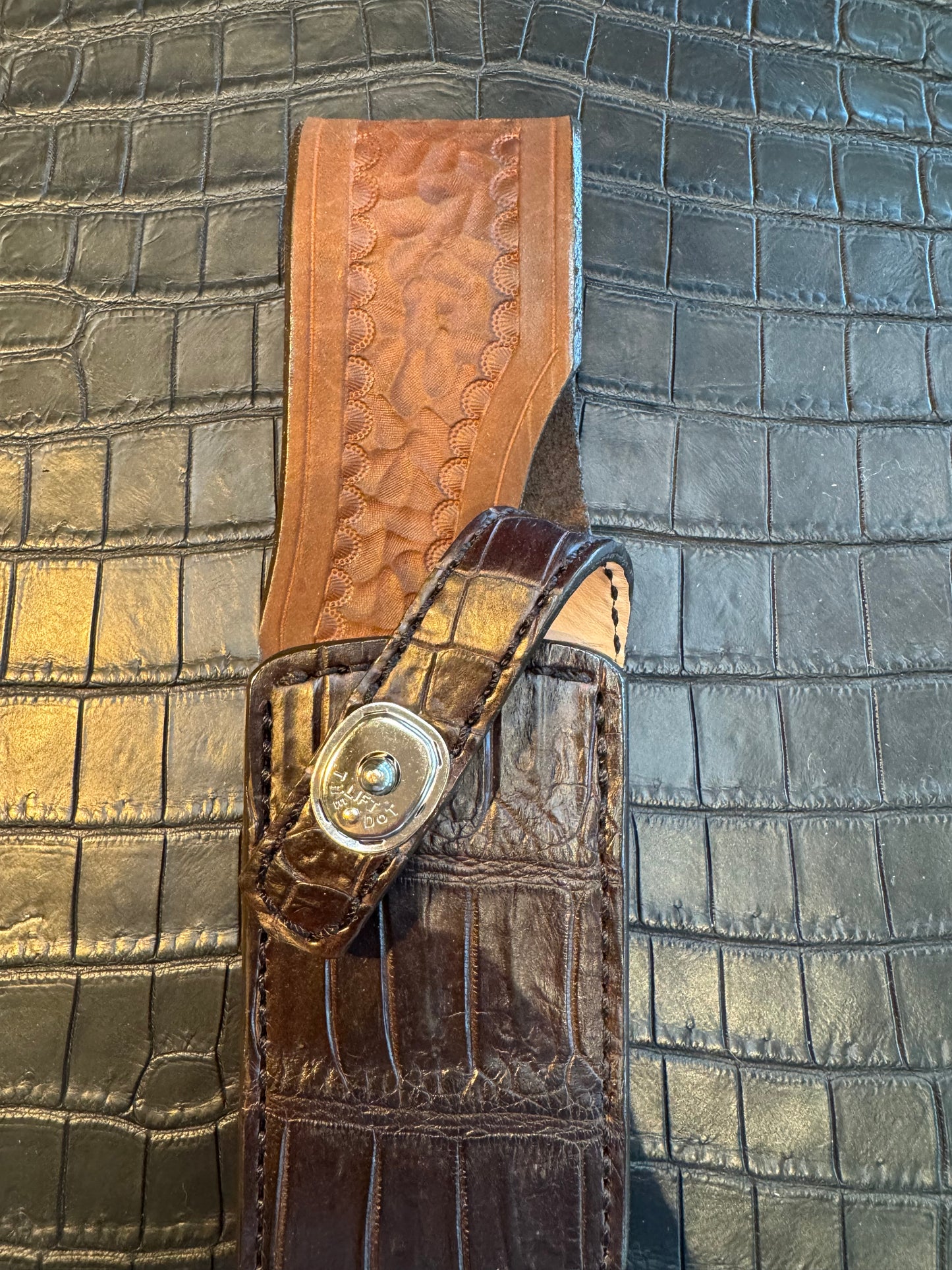 Randall Model Nordic Special Dealer Special” Exotic Sheath in Black Crocodile by Treeman.