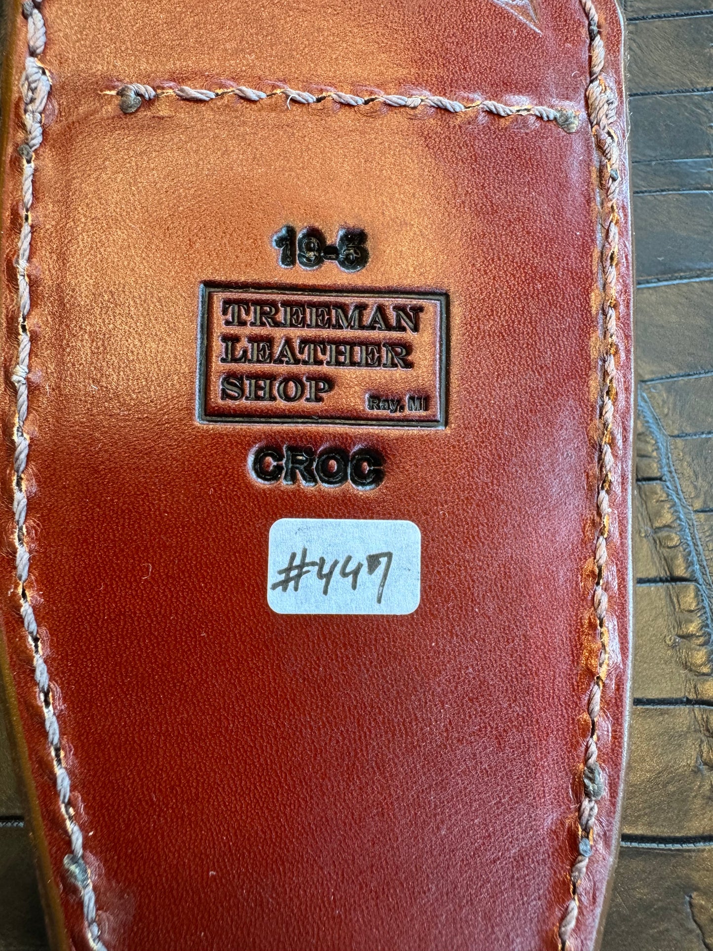 Randall Model 19-5 Exotic Brown Hornback Crocodile Sheath from Treeman.