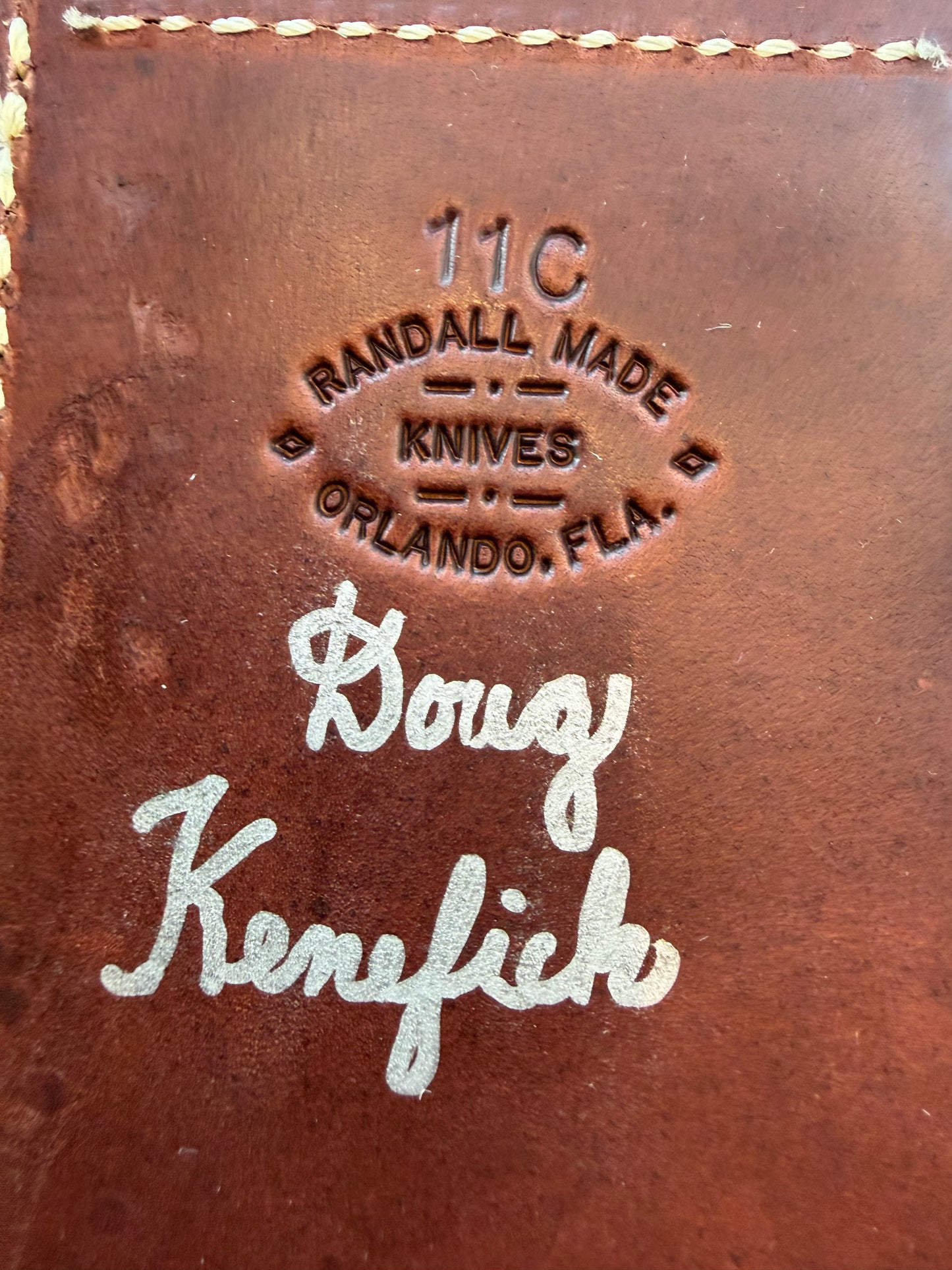 NOTE : Item is part of my personal Collection. Adding to cart will not result in sale. New in Paper Randall Model 12-11 Dealer Special Large Sasquatch Huge piece of Pearly White Fossil walrus Ivory, Finger Groves , # 1120 Nickel Silver Hilt and butt cap.