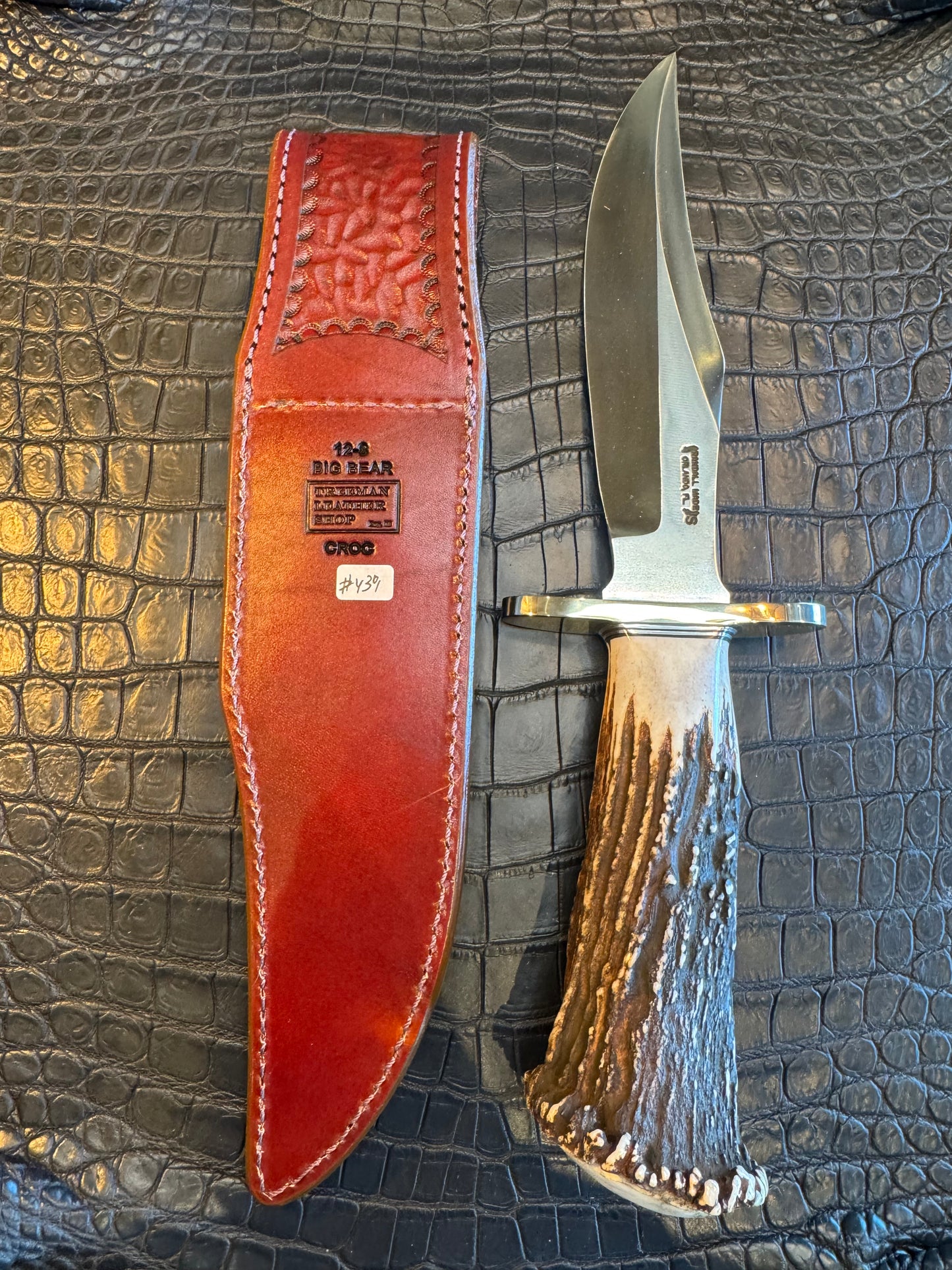 Randall Model 12-8 “Big Bear” Sheath in Exotic Brown Crocodile by Treeman. (Sheath only)