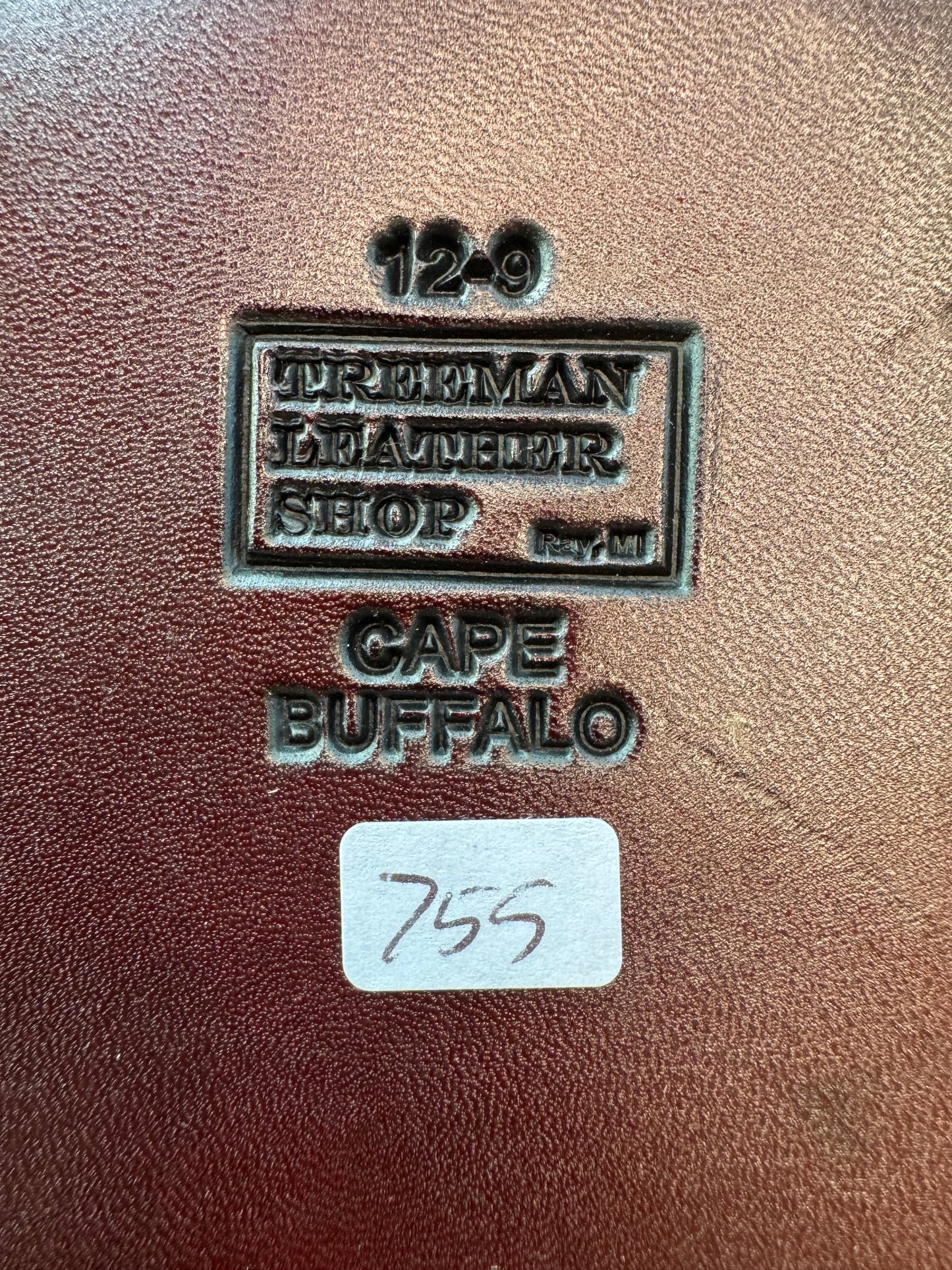 Randall Model 12-9 Sheath in Exotic Cape Buffalo in Dark Brown Leather from Treeman.
