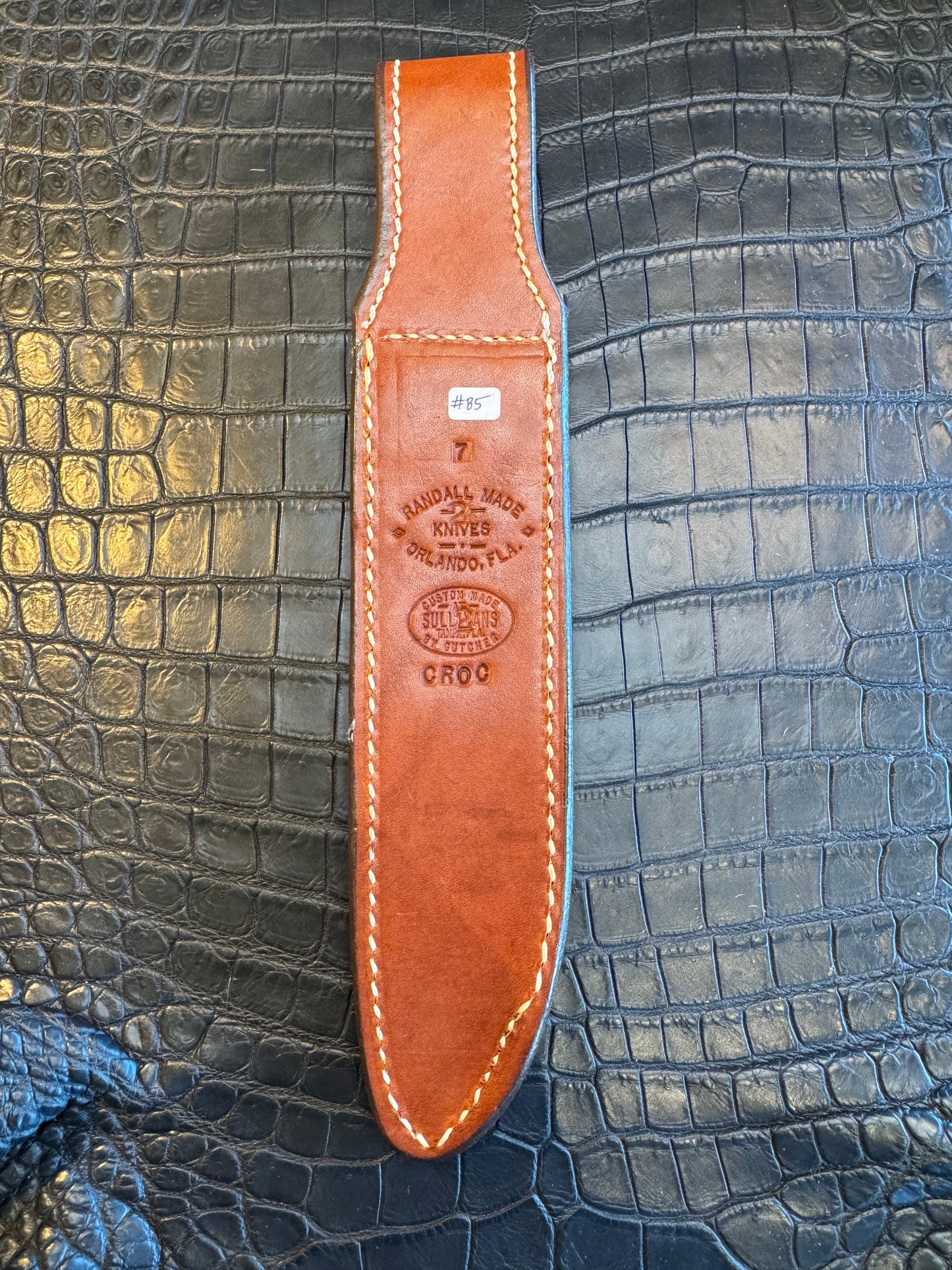 Randall Model 1-7 Exotic Yellow Crocodile Sheath from Sullivans by Gutcher.