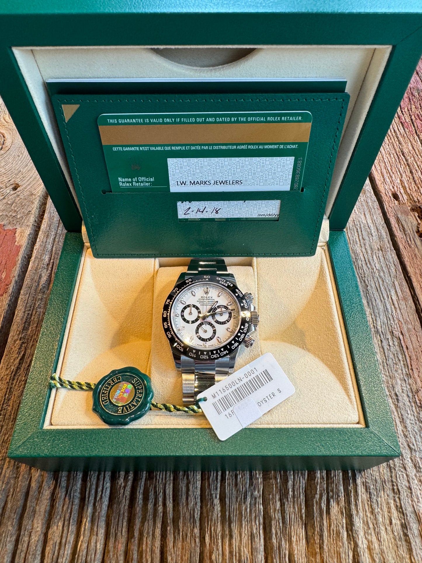New in Box unworn 2018 Rolex Daytona Panda. Model # 116500LN contact via email for details.