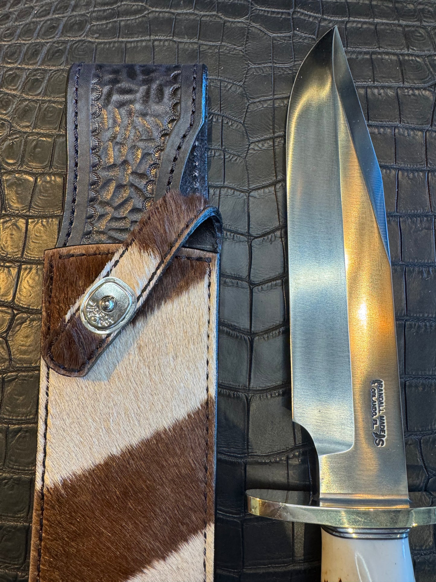 Randall Model 12-9/14 Grind Sheath in Exotic Zebra by Treeman. (Sheath only)