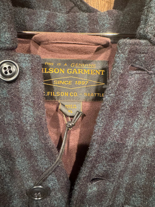 Filson Mackinaw Wool Hooded Cruiser Jacket Timber and Black Size XL New With Tags