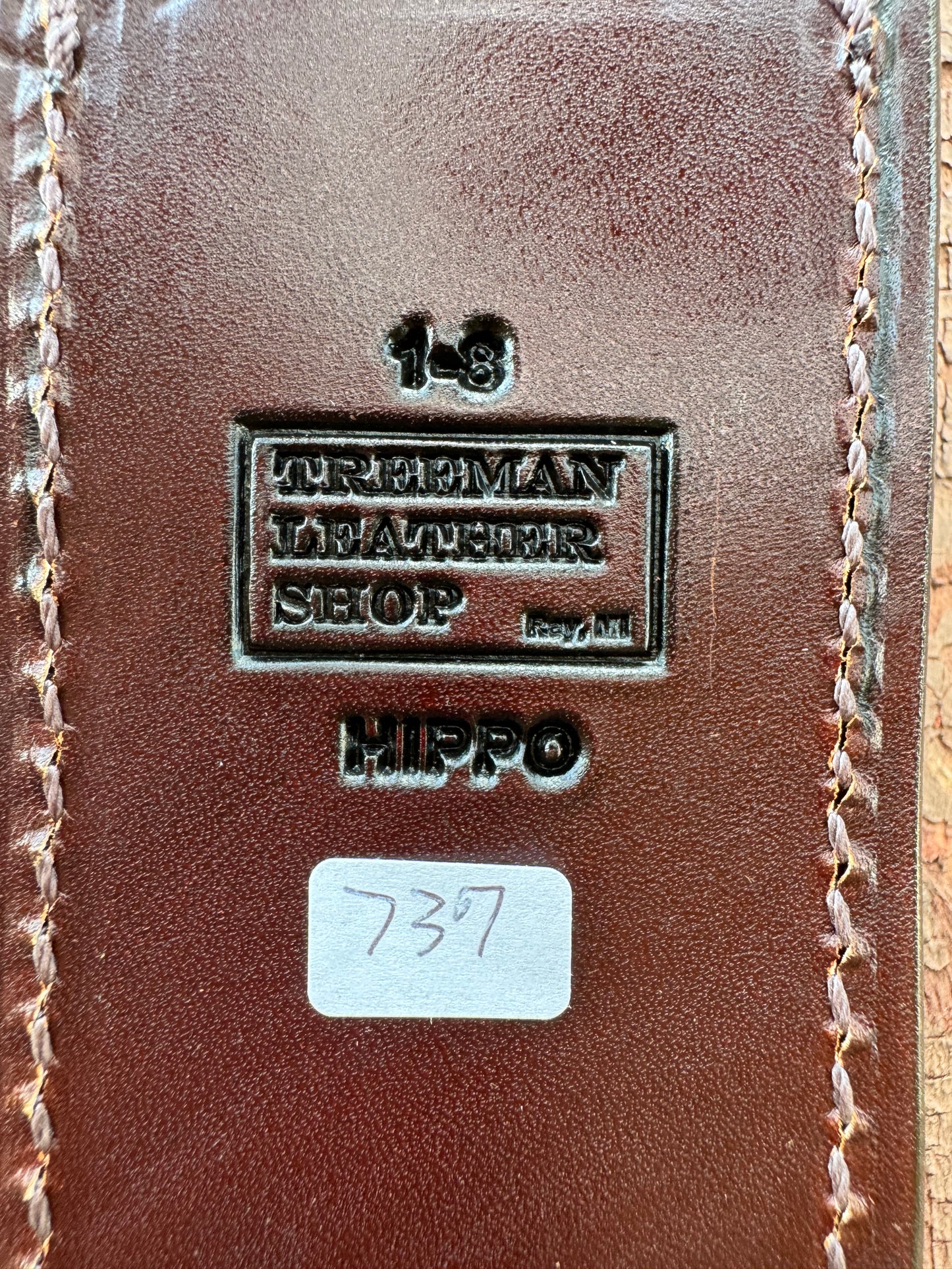 Randall Model 1-8 Sheath in Exotic Sueded Chocolate Brown Hippo by Treeman.