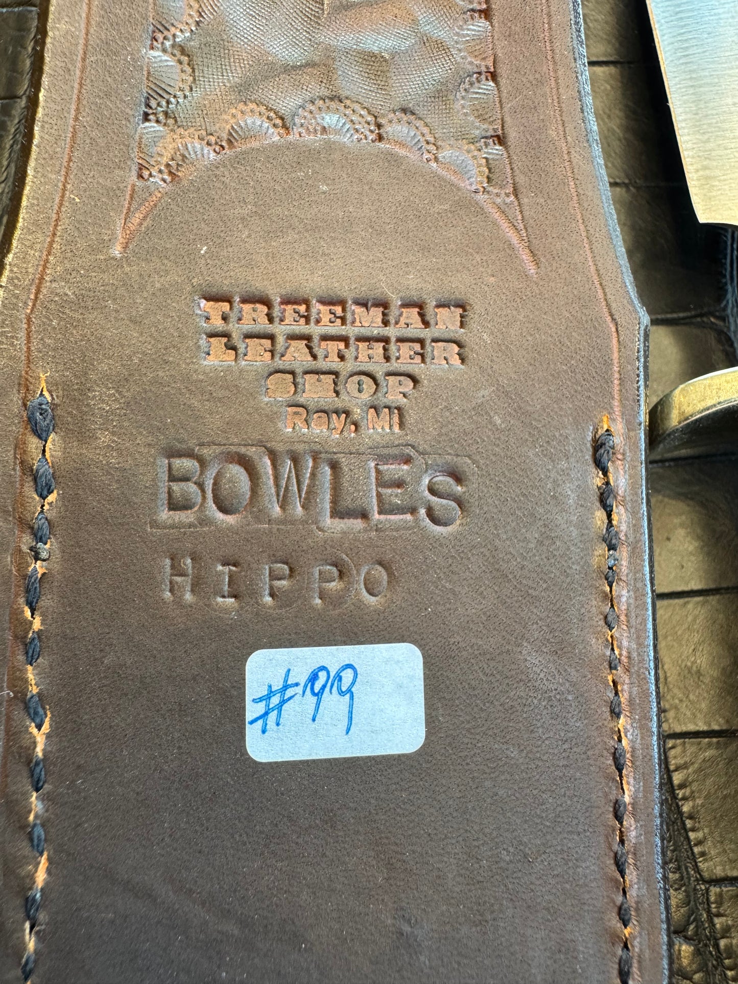 Randall Model Bowles Special Sheath in Exotic Grey Hippo Skin from Treeman. Sheath only