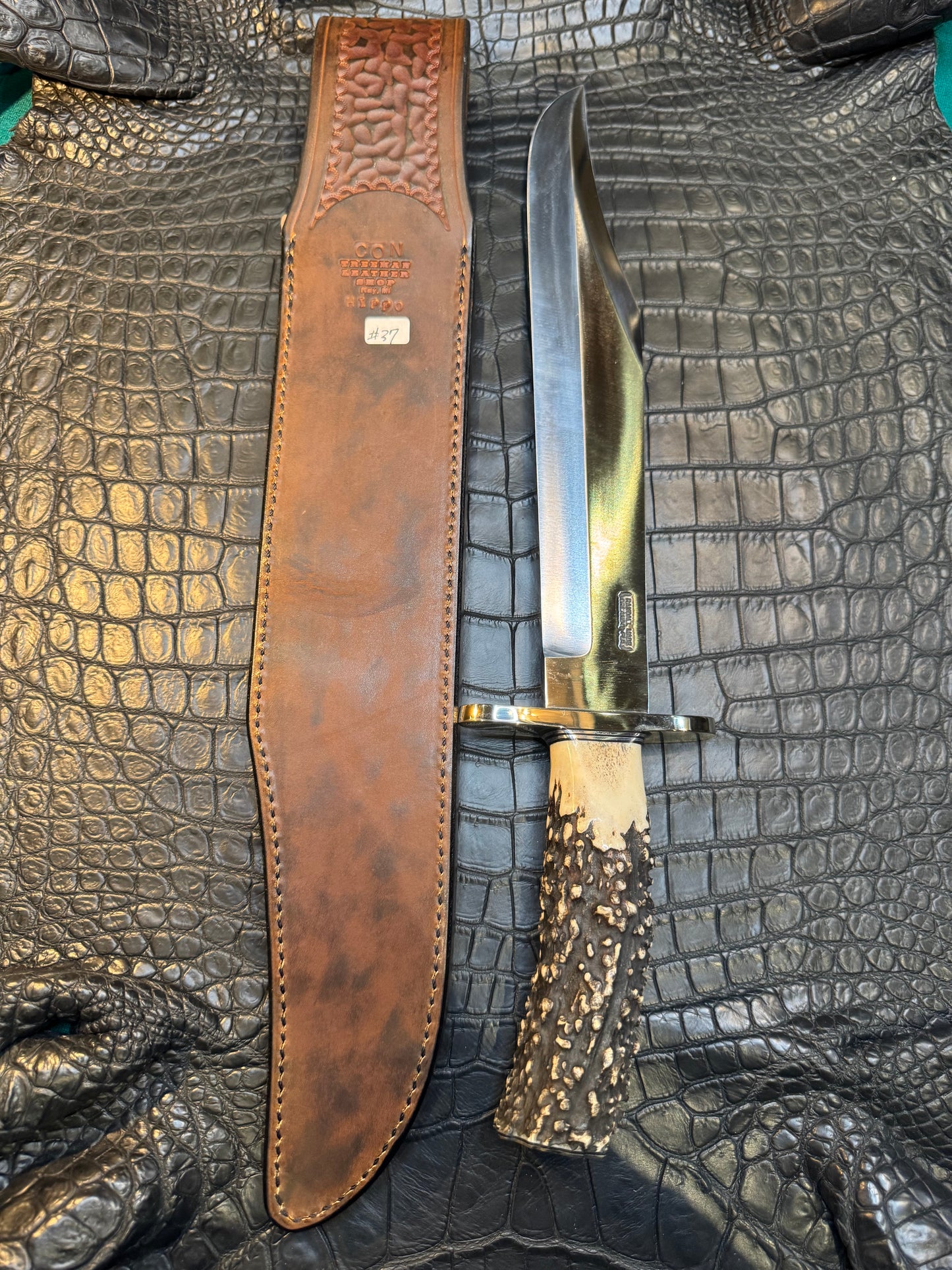 Randall Model Confederate Sheath in Exotic Grey Hippo from Treeman. Sheath only.