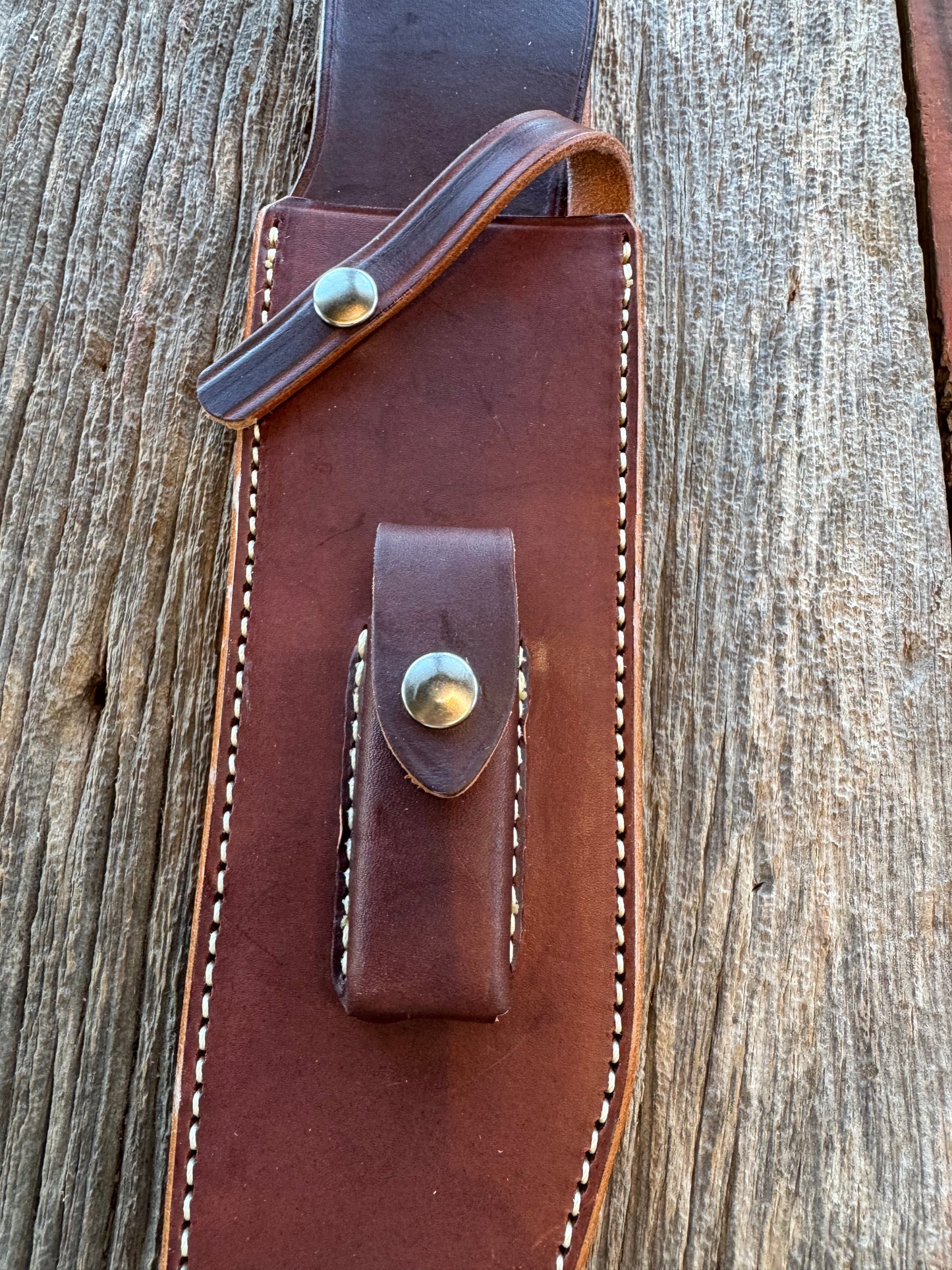 New Randall Sullivans by Gutcher Leather Knife Sheath for a Model 12-11 Smitty with Sharpening Stone.