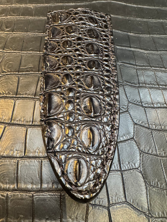 Randall Model Tri Athlete Sheath with Scales Added in Exotic Black Hornback Crocodile by Treeman. (Sheath only)