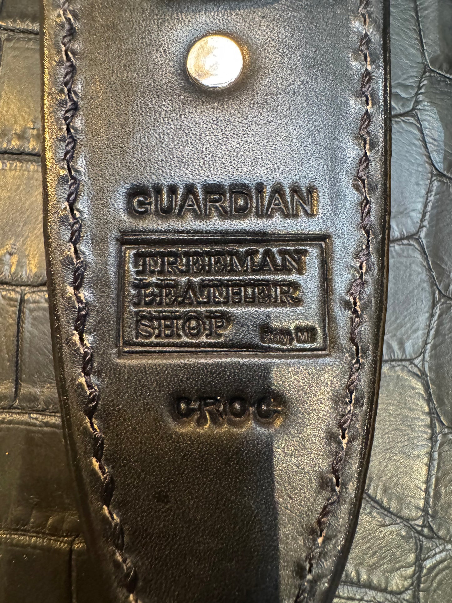 Randall Model 24 “Guardian” Sheath in Exotic Black Crocodile by Treeman. (Sheath only)