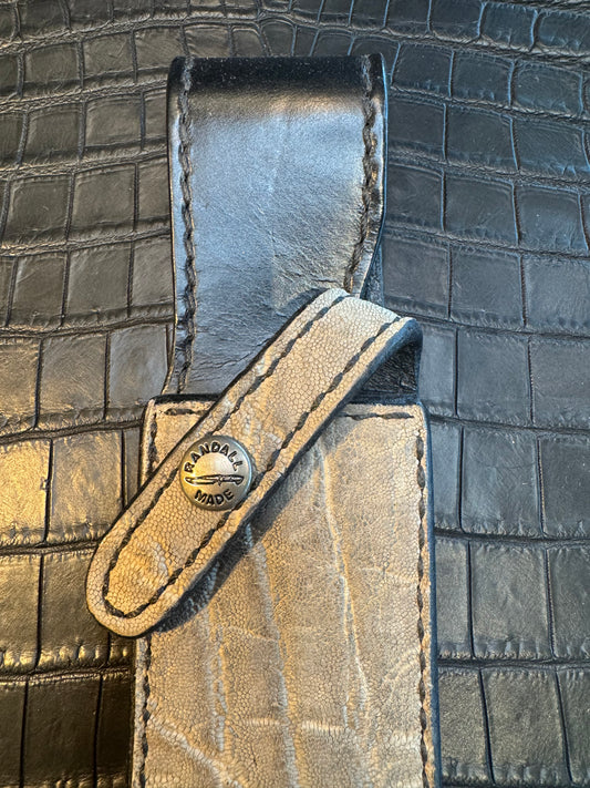 Randall Model 2-8 Sheath in Exotic Gray Elephant Custom Made at Sullivan’s by Gutcher.