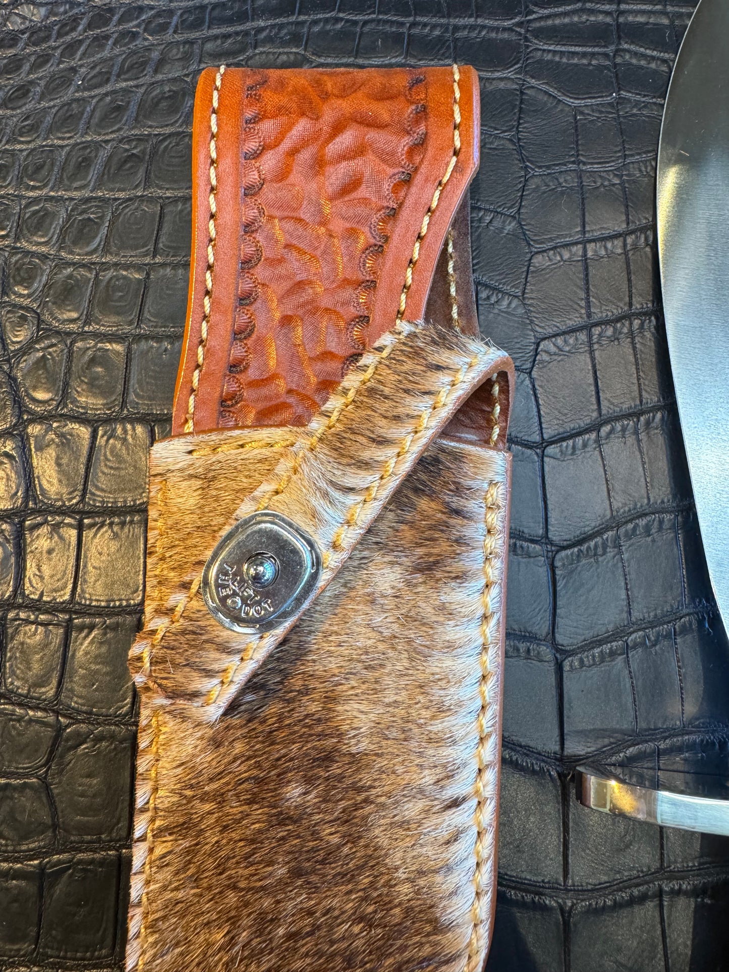 Randall Model 12-8 “Big Bear” Sheath in Exotic Giraffe by Treeman. (Sheath only)
