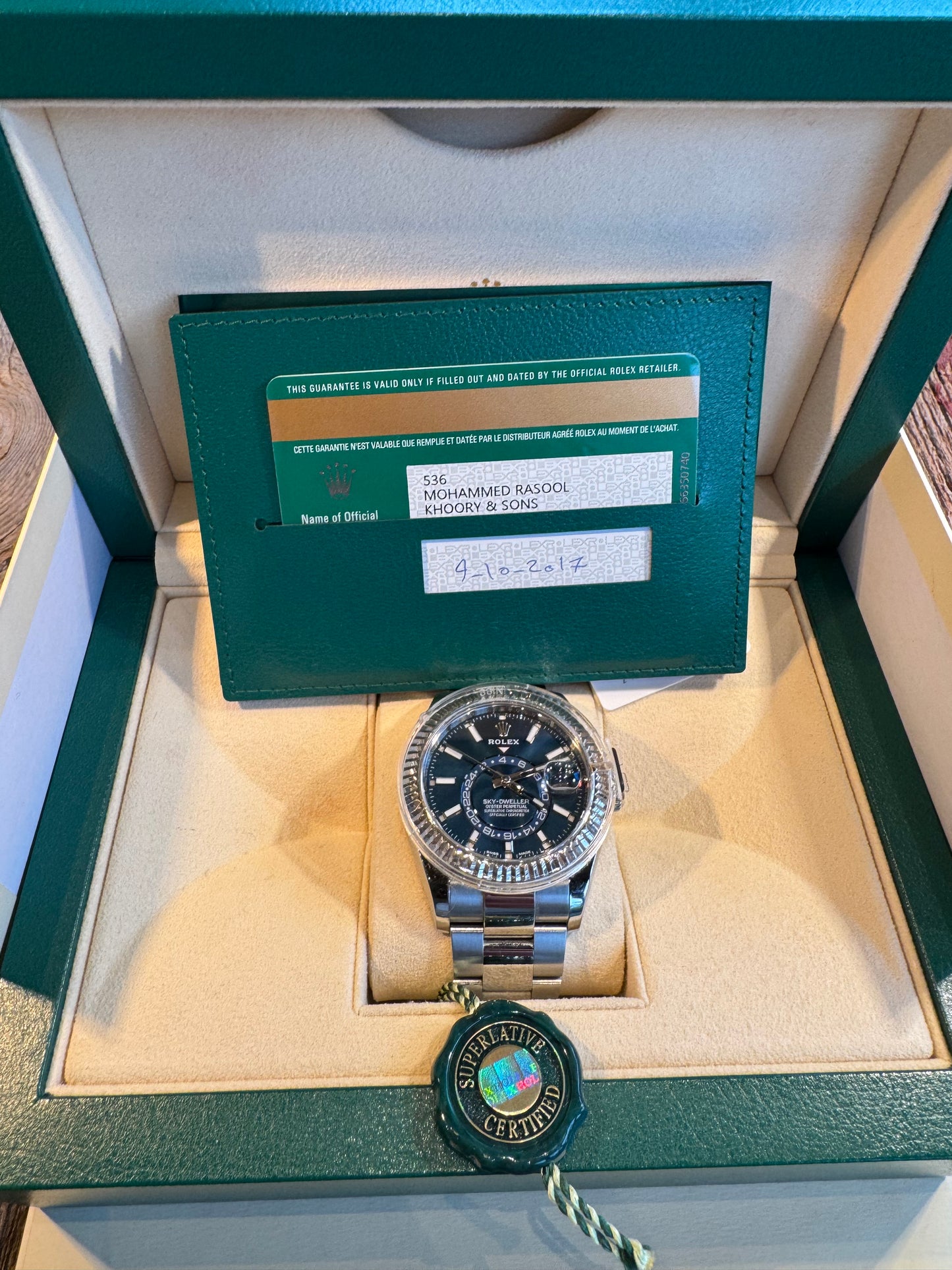 2017 Rolex Skydweller 42mm, Blue Dial Oyster Bracelet Box + Papers Model # 326934 lightly worn.