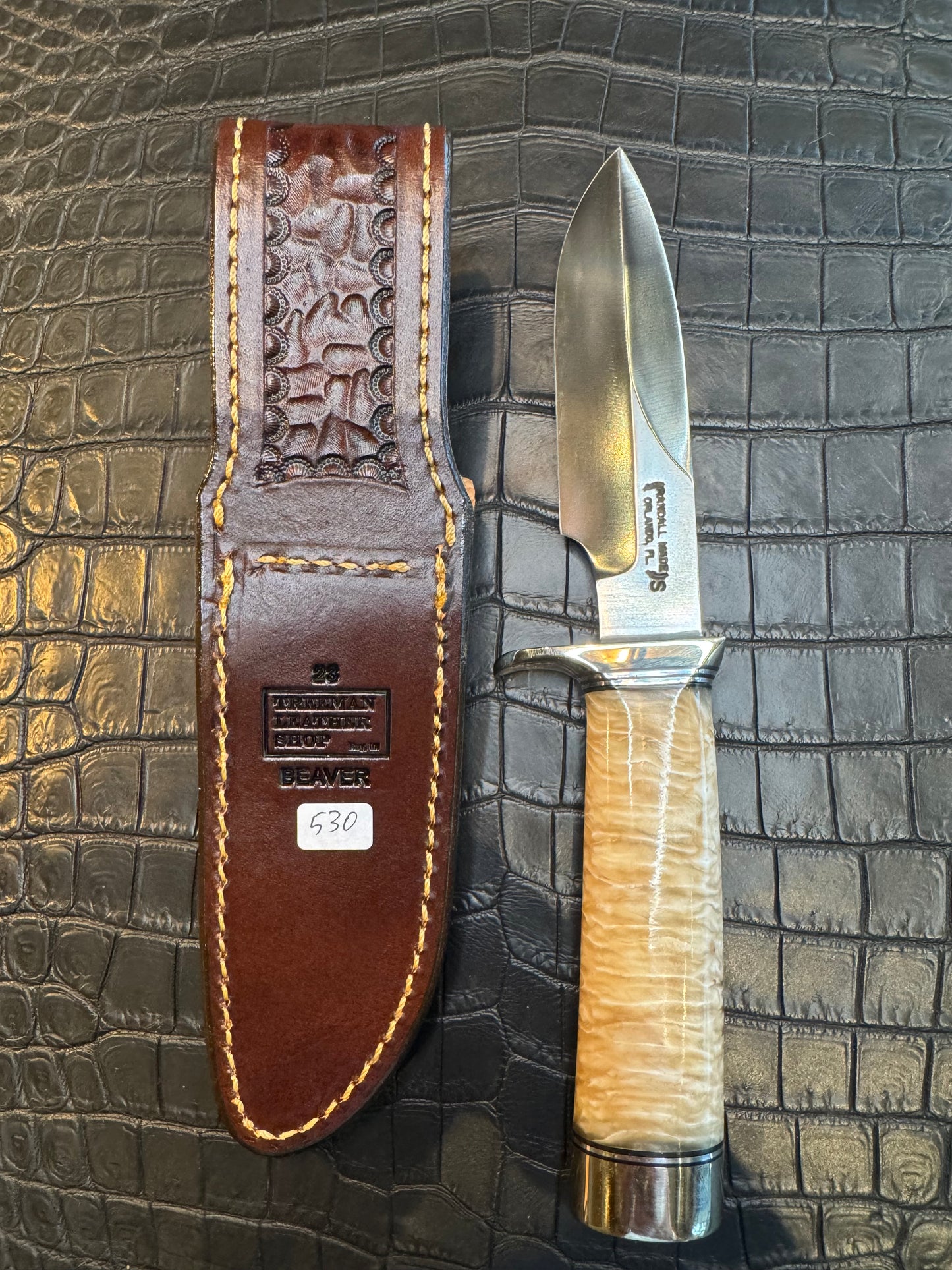 Randall Model 23 Sheath Straight Hilt in Exotic Beaver Tail by Treeman. (Sheath only)