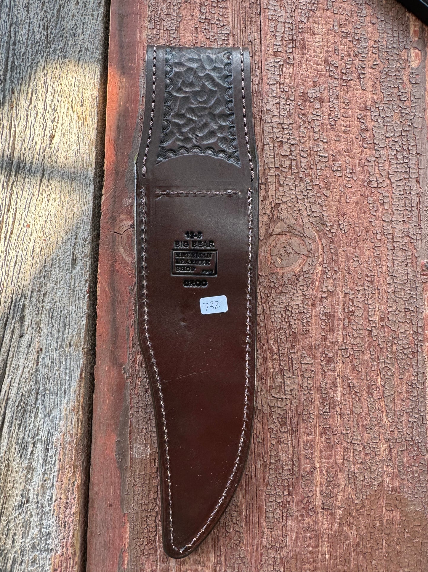 Randall Model 12-8 “Big Bear” Sheath in Exotic Army Green Crocodile by Treeman.