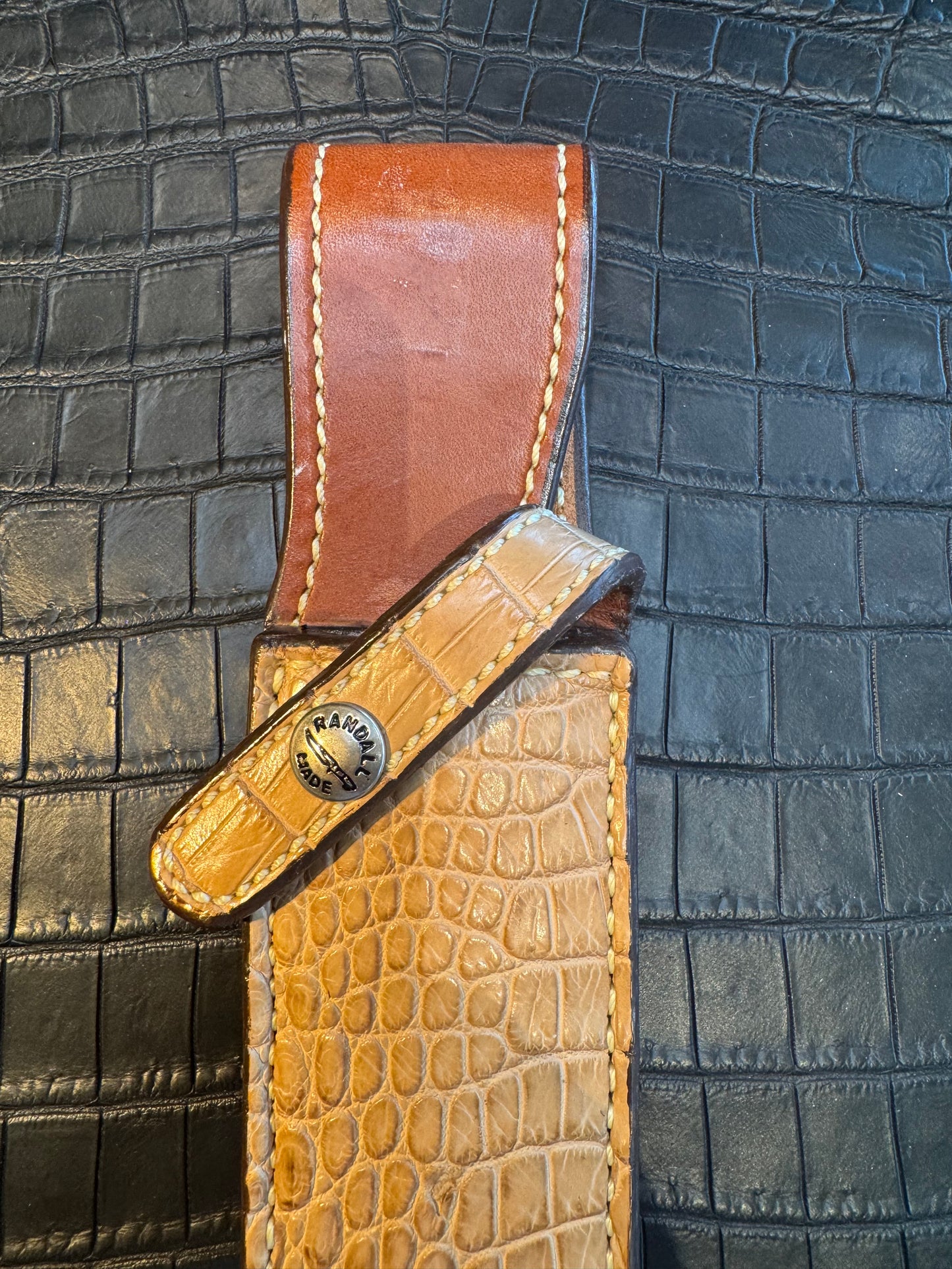 Randall Model 2-7 Sheath in Exotic Ivory Crocodile Skin Custom Made at Sullivan’s by Gutcher.