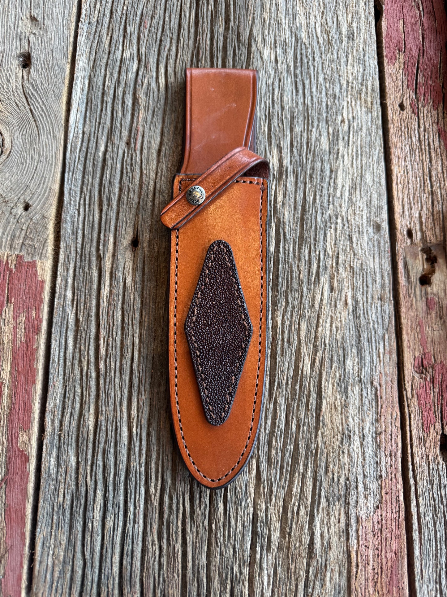 Rare Randall Model 14 Exotic Leather Sheath with a Stingray insert from Sullivans by Gutcher.