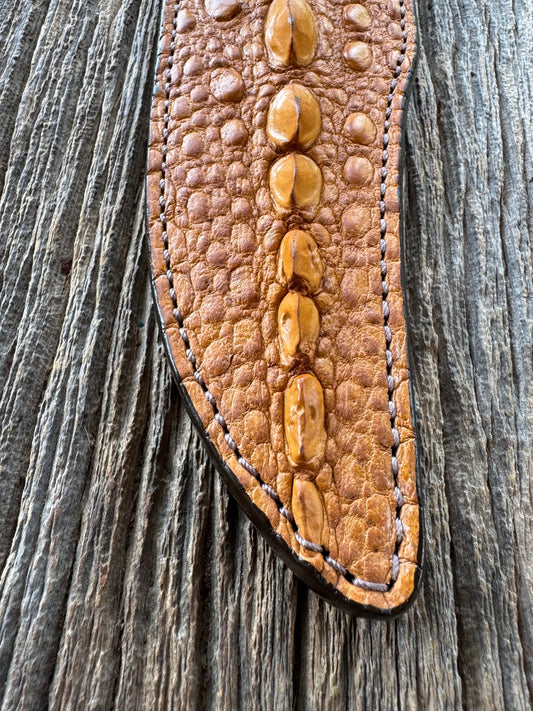 Randall Model 12-8 “Big Bear” Sheath in Exotic Arizona Tan Snapping Turtle by Treeman. Spiked Dragon tail portion of the turtle.