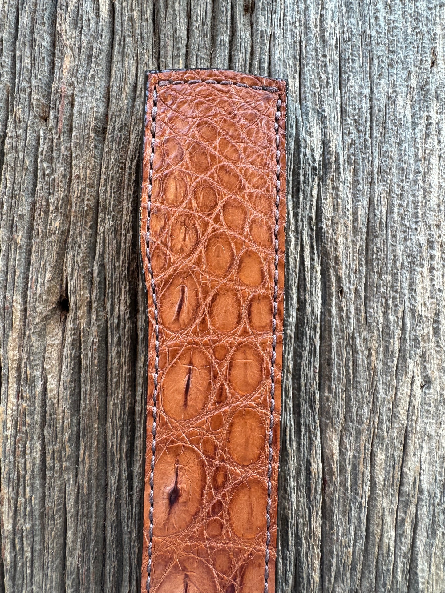 Randall Model 10-7 Fisherman Exotic Sheath in Dark Tan Hornback Crocodile by Treeman.