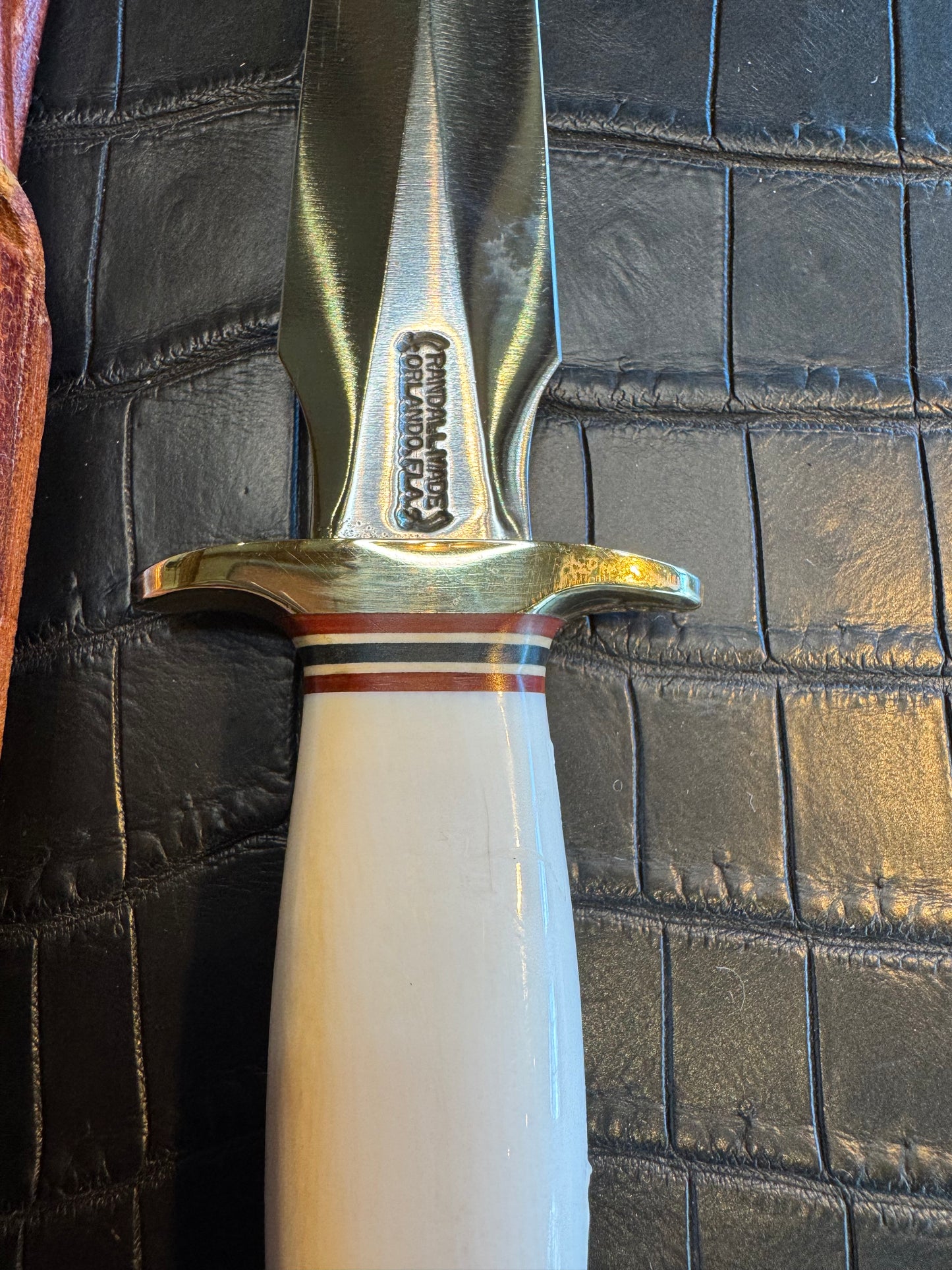 Vintage Randall Model 2-5 in Elephant Ivory with Nickel Silver Hilt and Aluminum Butt cap. Flawless.