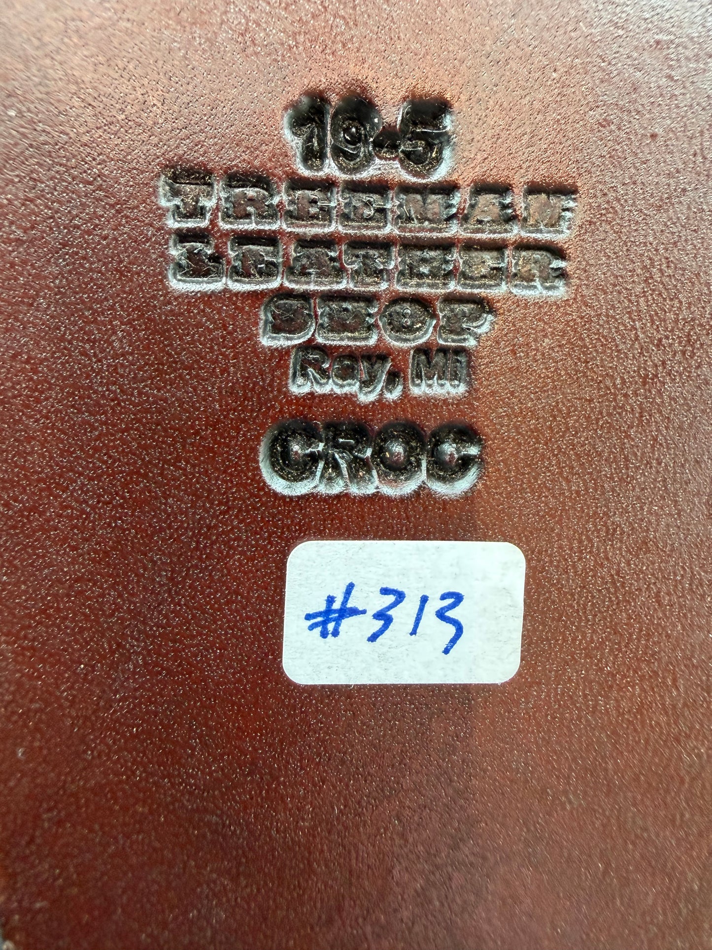 Randall Model 19-5 Exotic Army Green Crocodile Sheath from Treeman.