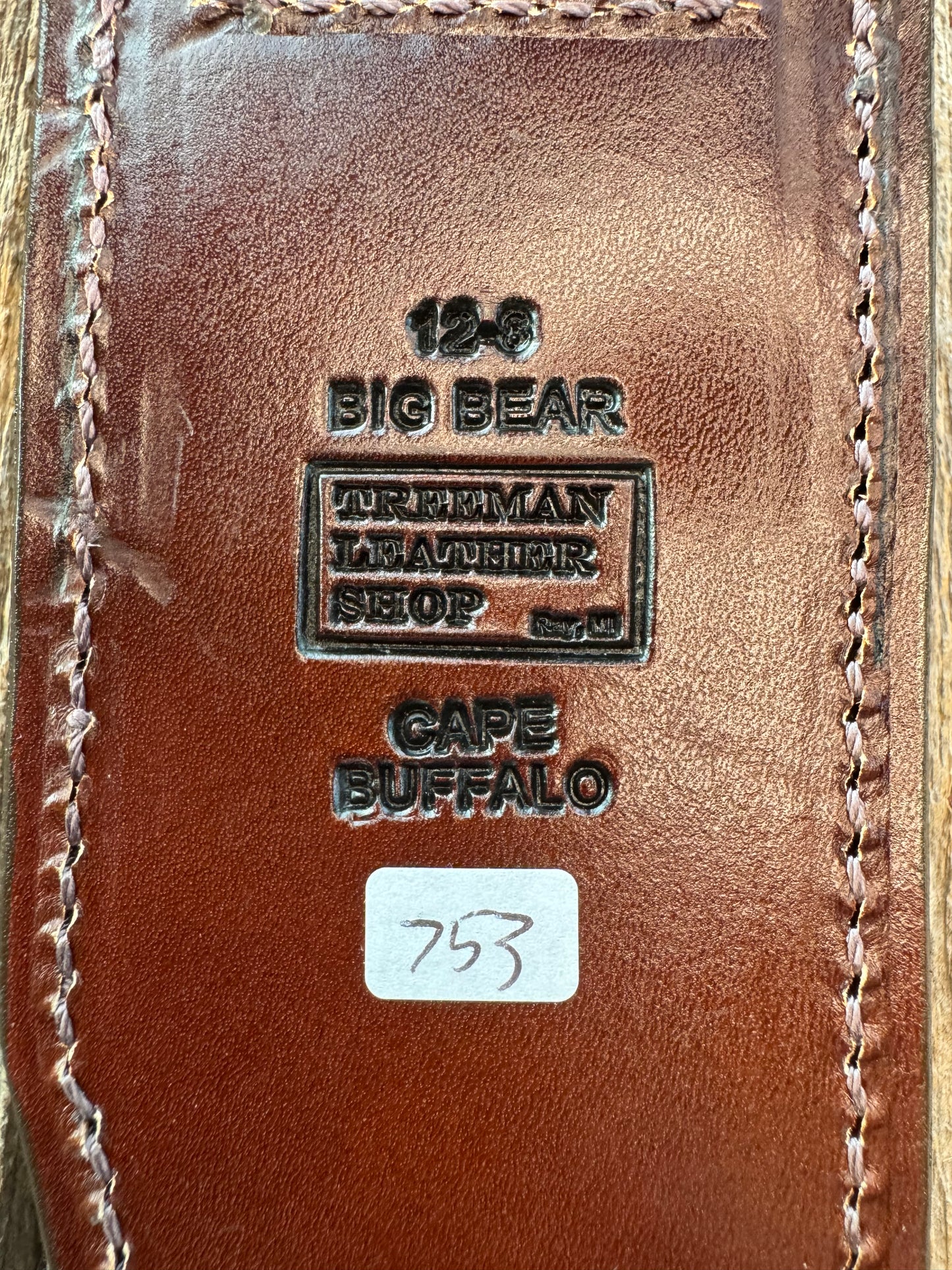 Randall Model 12-8 Big Bear Sheath in Exotic Cape Buffalo in Dark Brown Leather from Treeman.