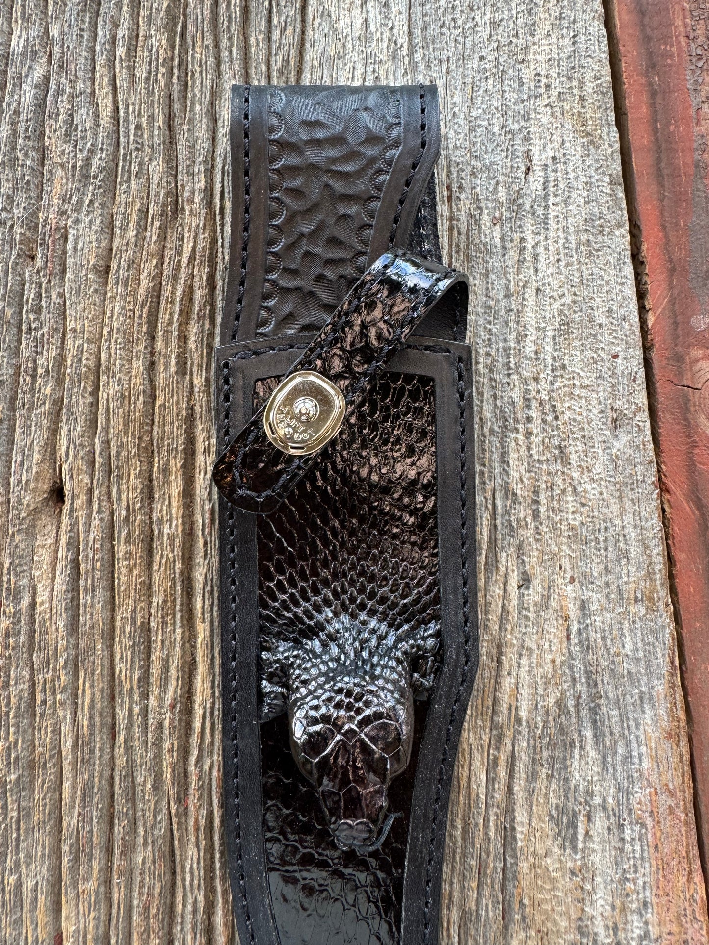 Randall Model 12-8 Big Bear Bowie Sheath in Exotic Black Cobra from Treeman.