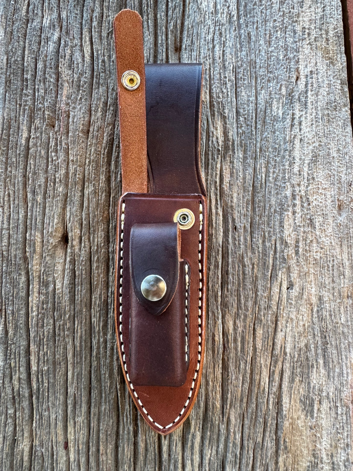 New Randall Sullivans by Gutcher Leather Knife Sheath for a Model Combat Companion with Sharpening Stone.